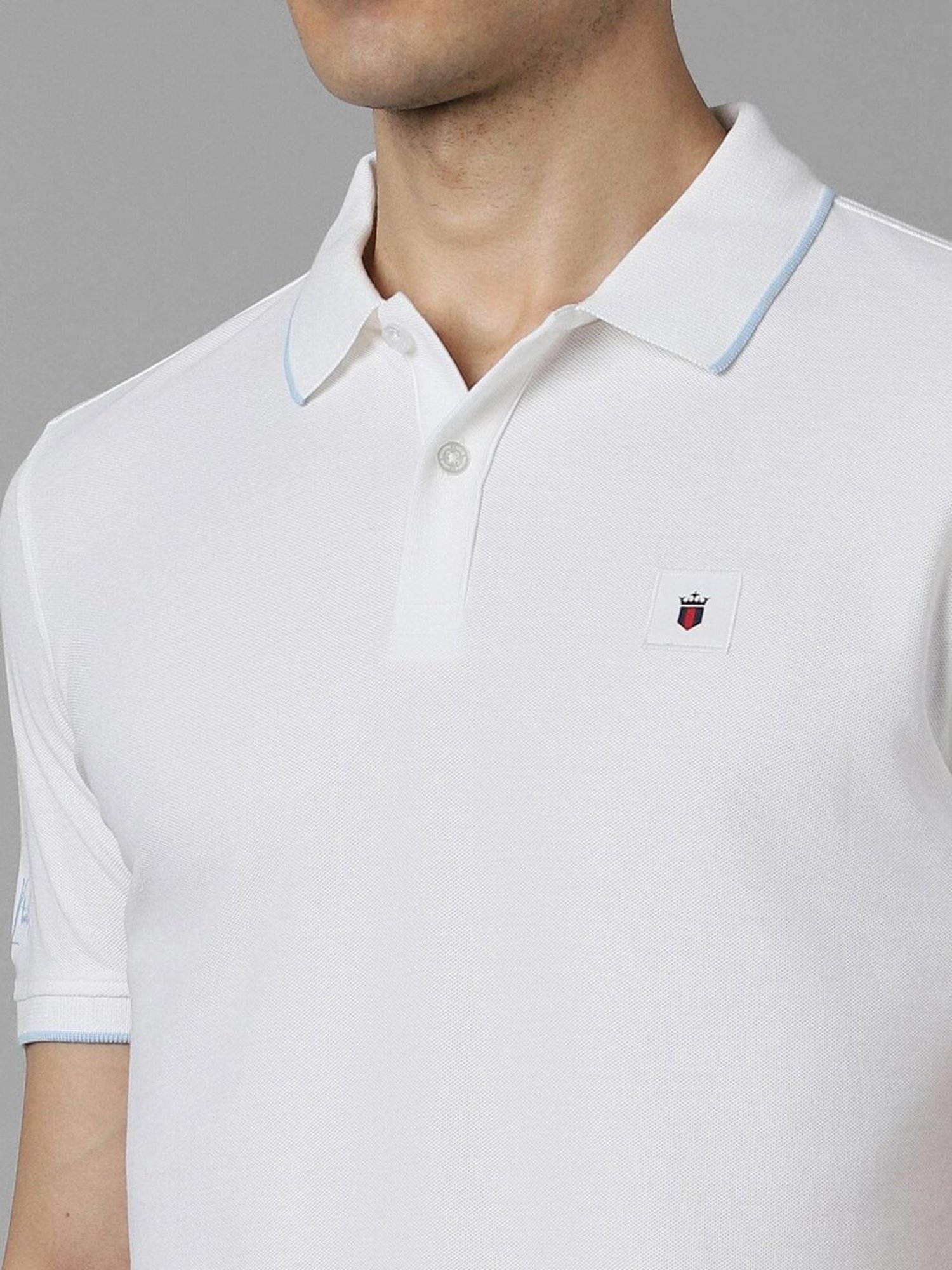 Louis Philippe Sport White Cotton Slim Fit Polo T-Shirt