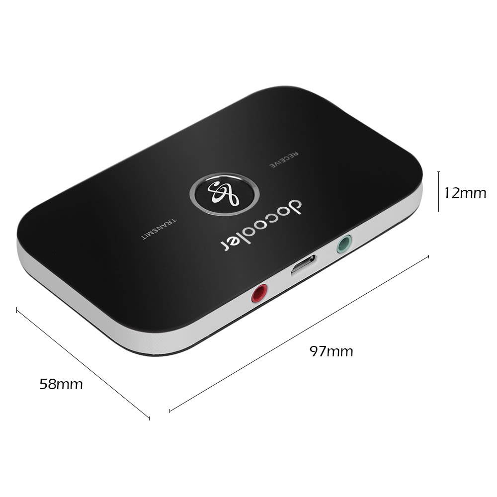Docooler B6 2 in 1 Bluetooth Transmitter & Receiver Wireless A2DP Bluetooth Audio Adapter Portable Audio Player Aux 3.5mm Black