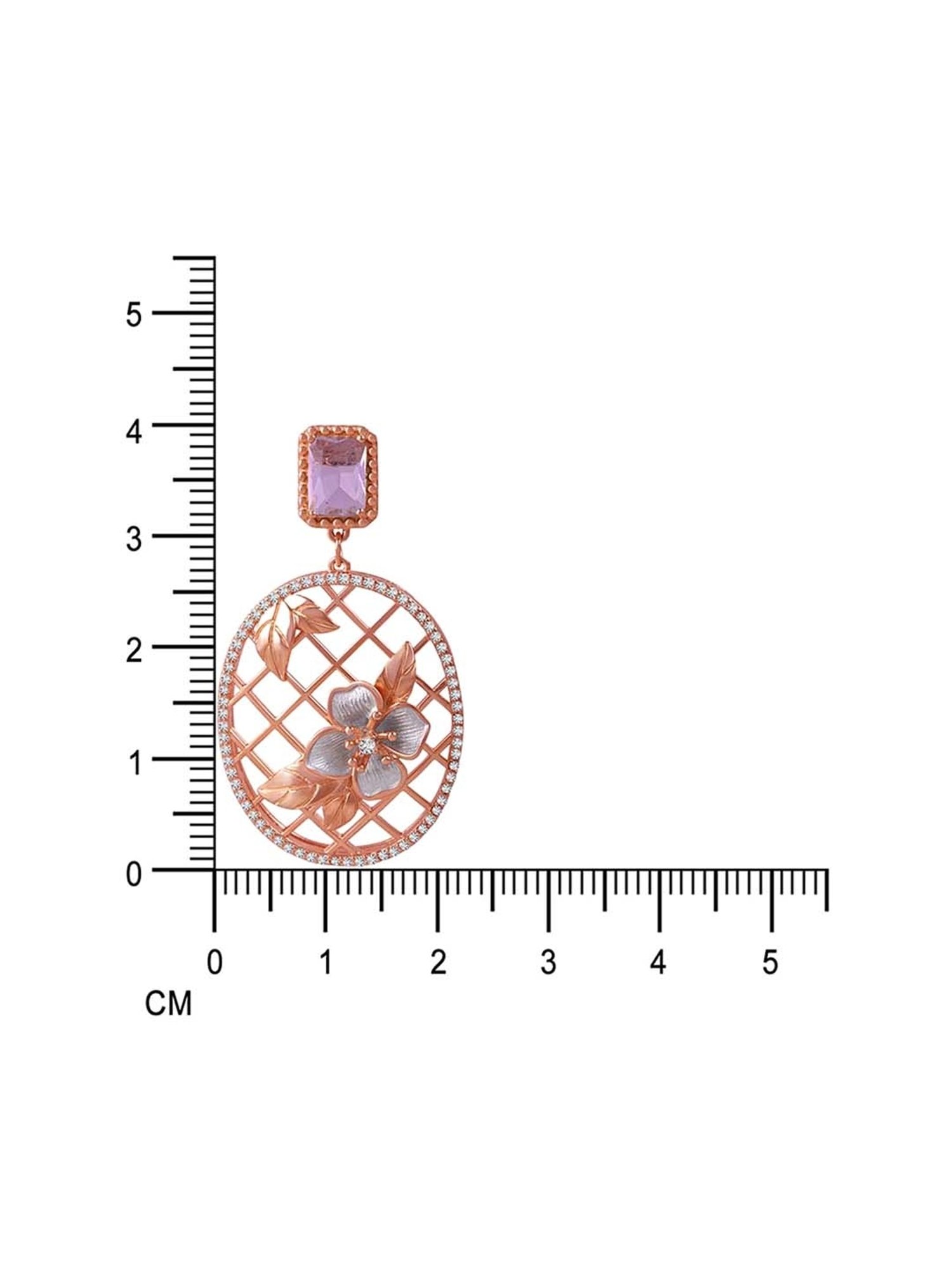 Rihi by P.C. Chandra Jewellers 92.5 Sterling Silver Pink Stone Oval Rose Gold Drop Earring