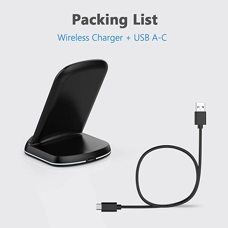 Wireless ChargerQiCertified 10W Max Wireless Charging Stand Compatible with iPhone SE 20201111 Pro11 Pro MaxXRXSX8 Galaxy S20Note 10Note 10 PlusS10S10 PlusNo AC Adapter