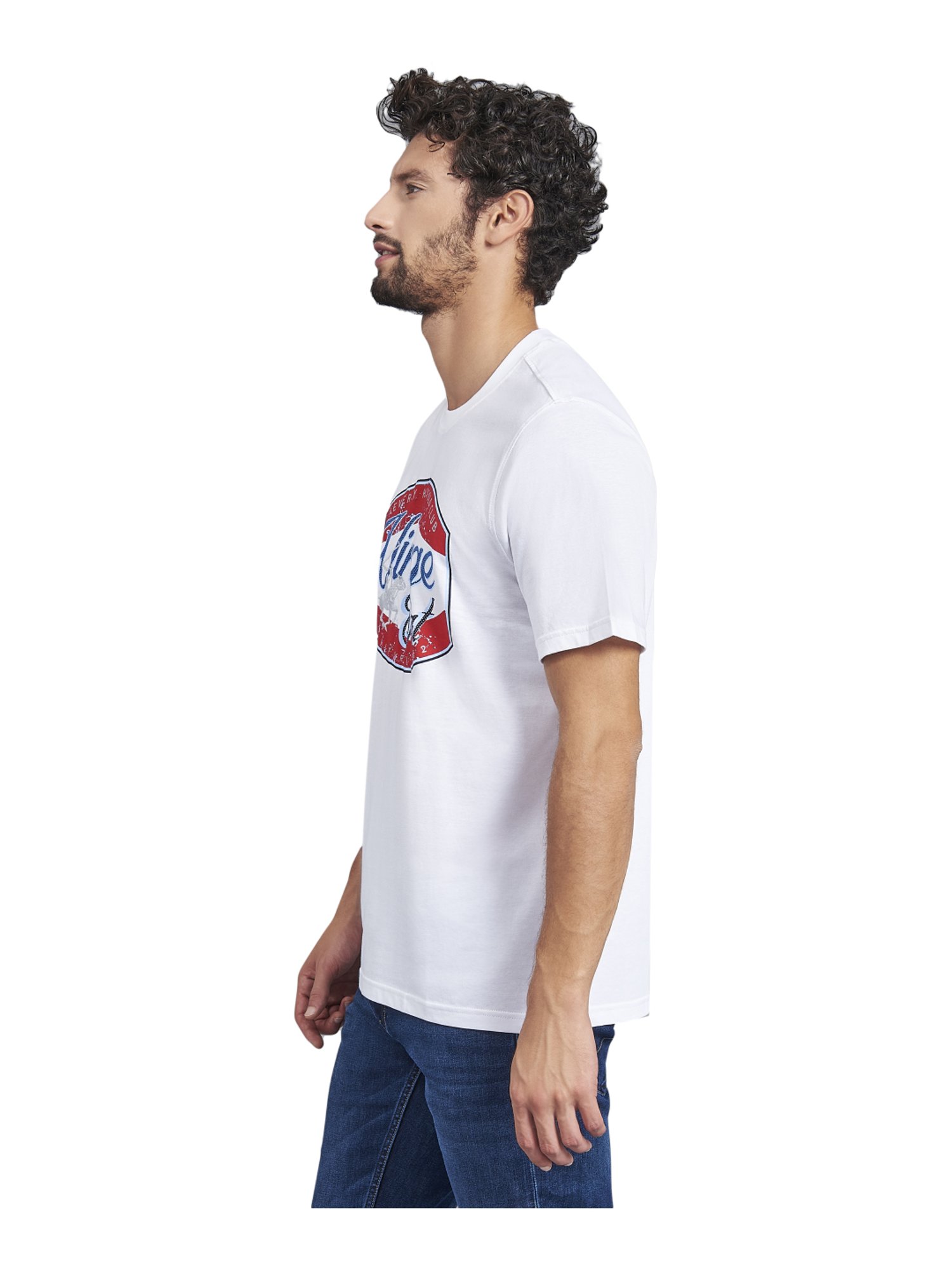 Beverly Hills Polo Club White Cotton Regular Fit Printed T-Shirt