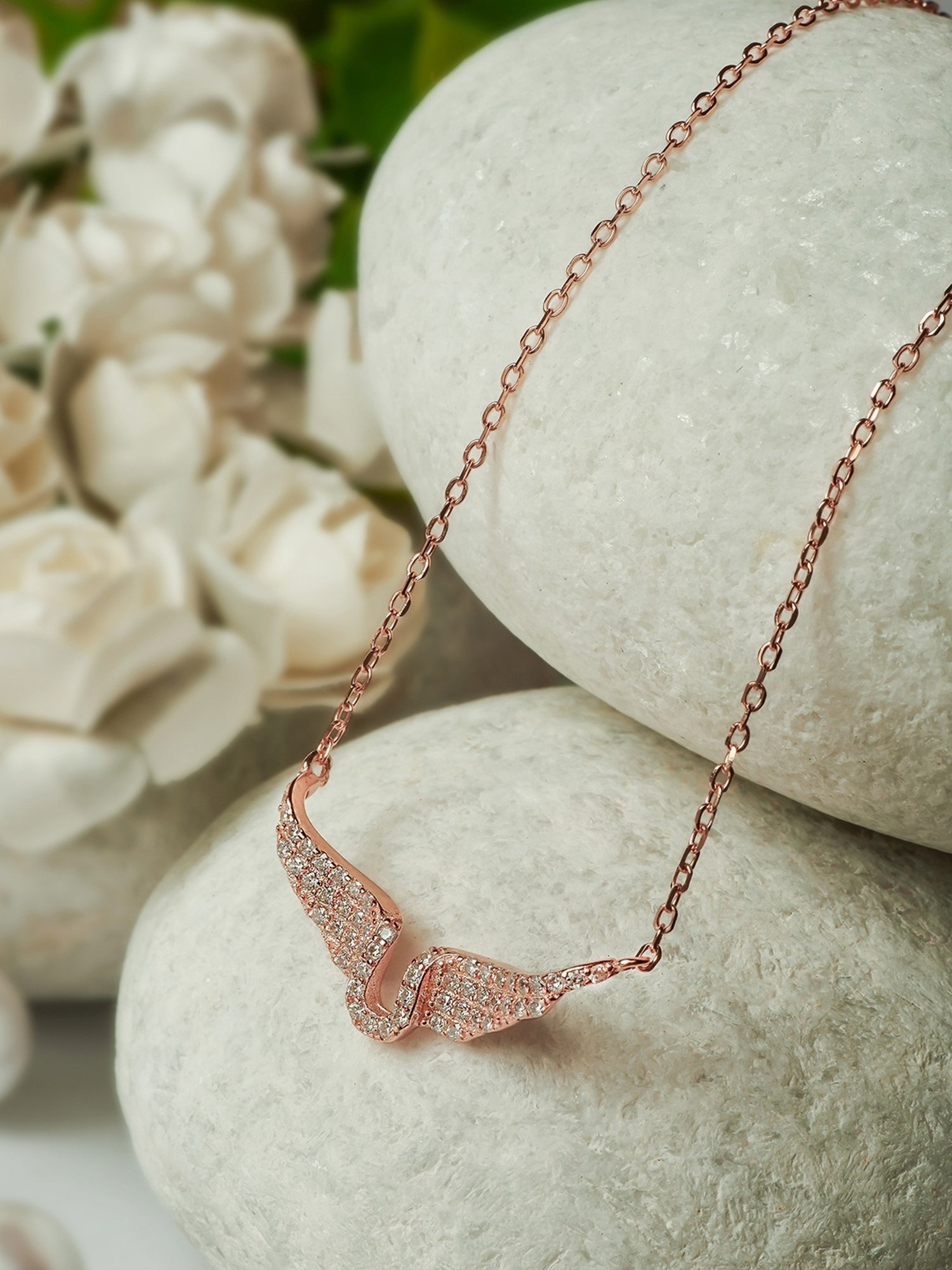 Silberry 92.5 Sterling Silver Rose Gold Fly High Necklace
