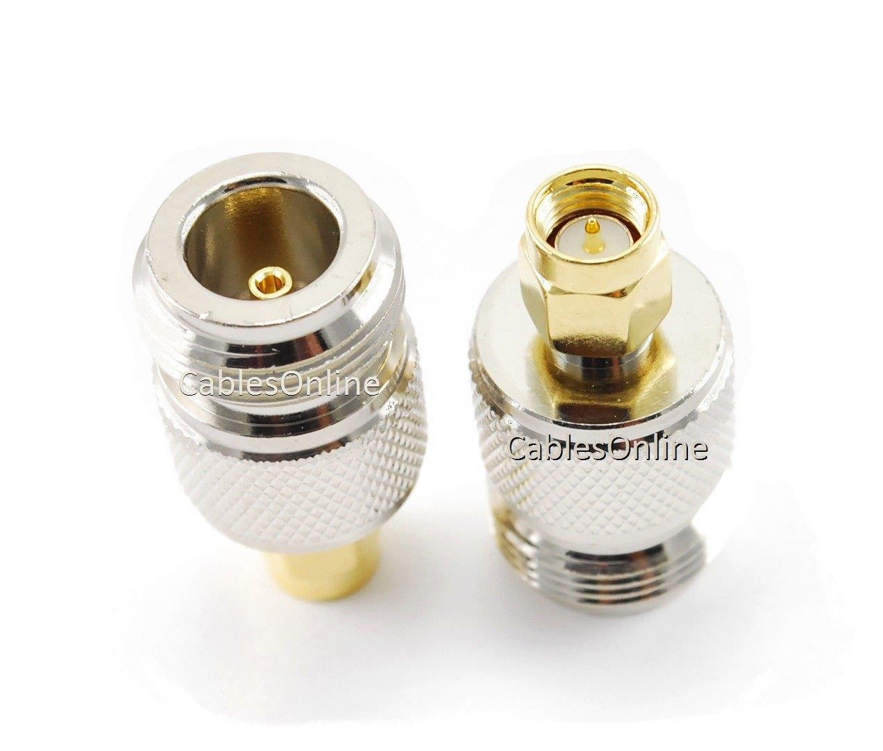 CablesOnline SMA Male Gold Plug to N Female Jack RF Adapter (5-Pack) (RF-N141G-5)