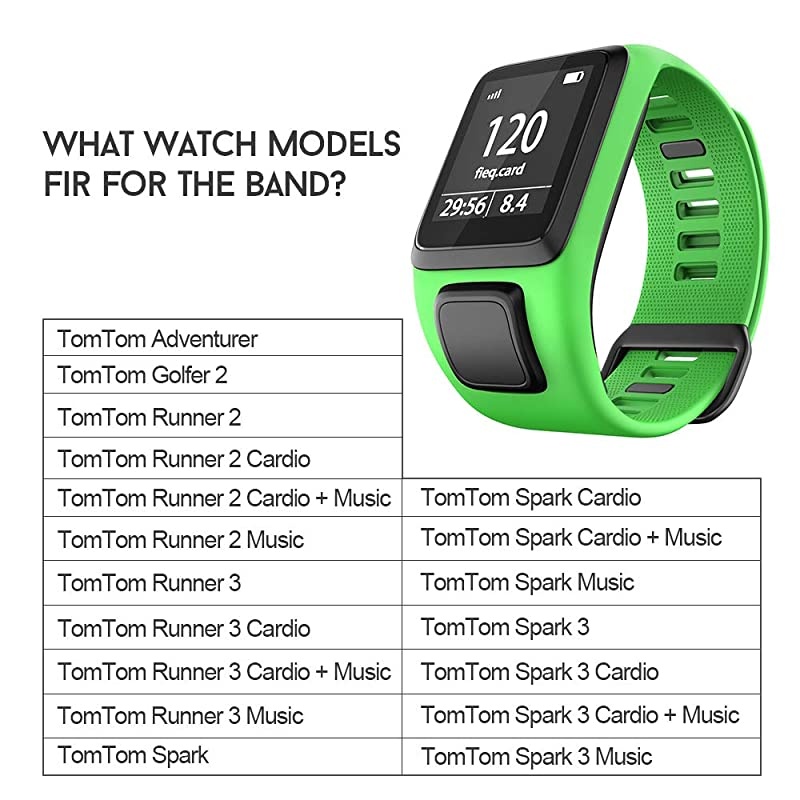 Silicone Watch Band Replacement for SparkSpark 3Golfer 2AdventurerRunner 23 Smartwatch for Man WomenGreen