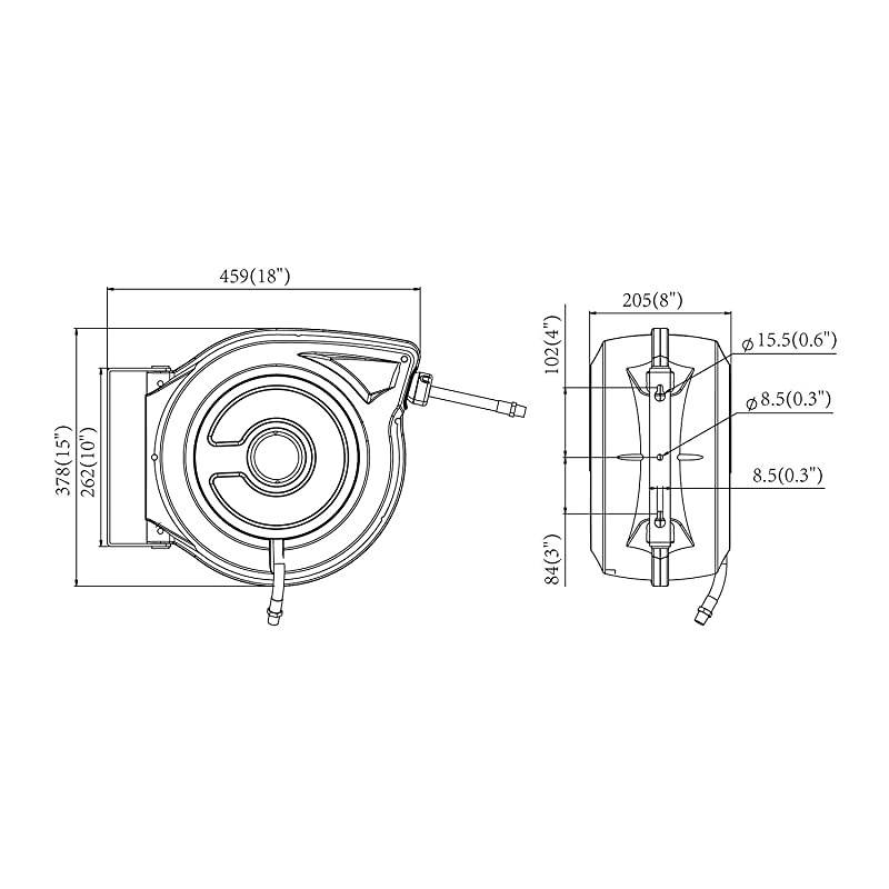 Air Hose Reel Retractable 38 Inch x 50 Foot Hybrid Polymer Hose Max 300PSI Commerical Polypropylene Construction