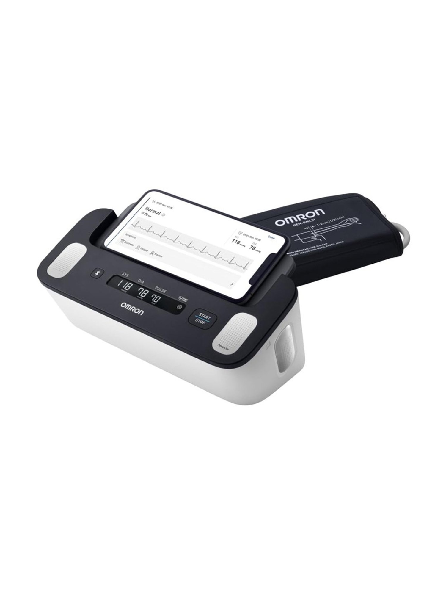 Omron Complete Bluetooth Blood Pressure Monitor & ECG Machine (Black & White)