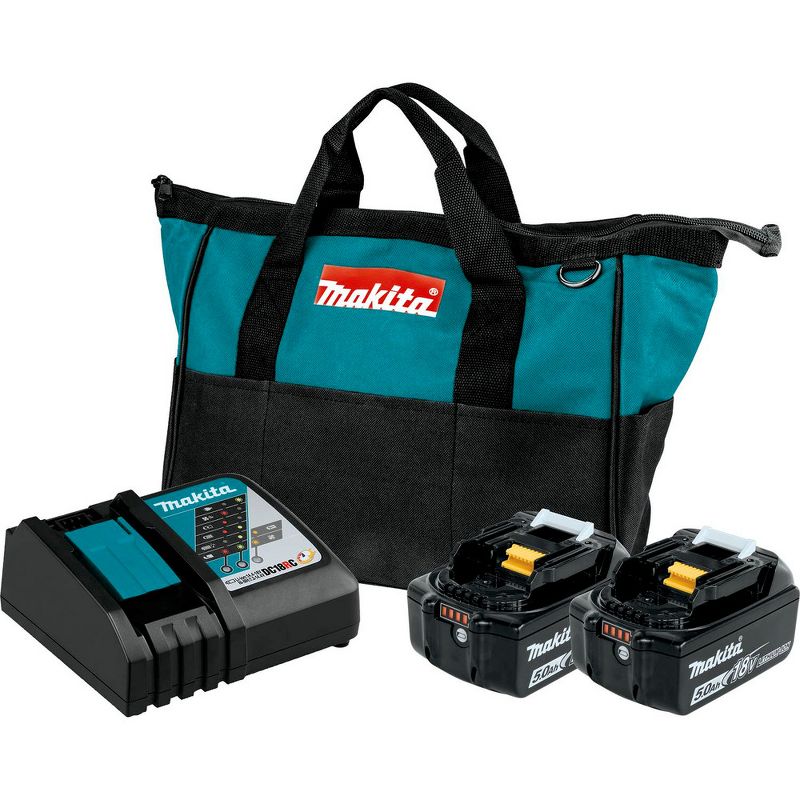 Makita BL1850BDC2 18V LXT Lithium-Ion Battery and Rapid Optimum Charger Starter Pack (5 Ah)