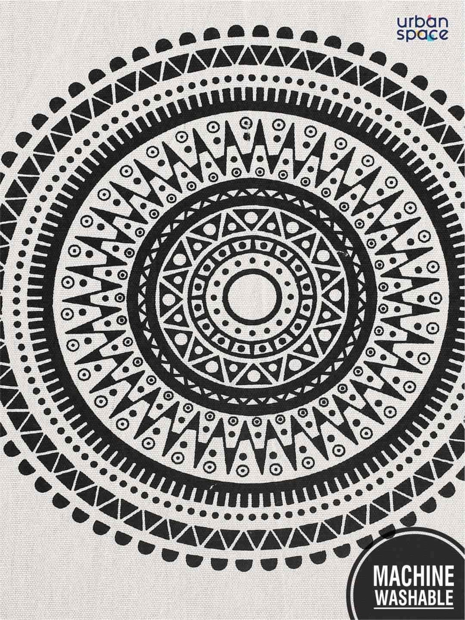 Urban Space Black Cotton 200 GSM 6 Seater Dining Table Runner