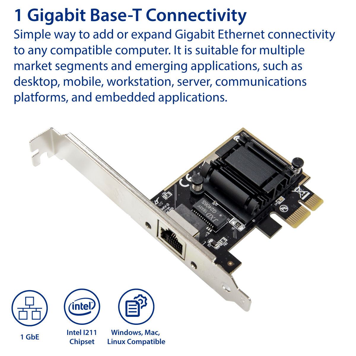 Syba Single Port Gigabit Ethernet PCi-E X1 Intel I211 ChipSet