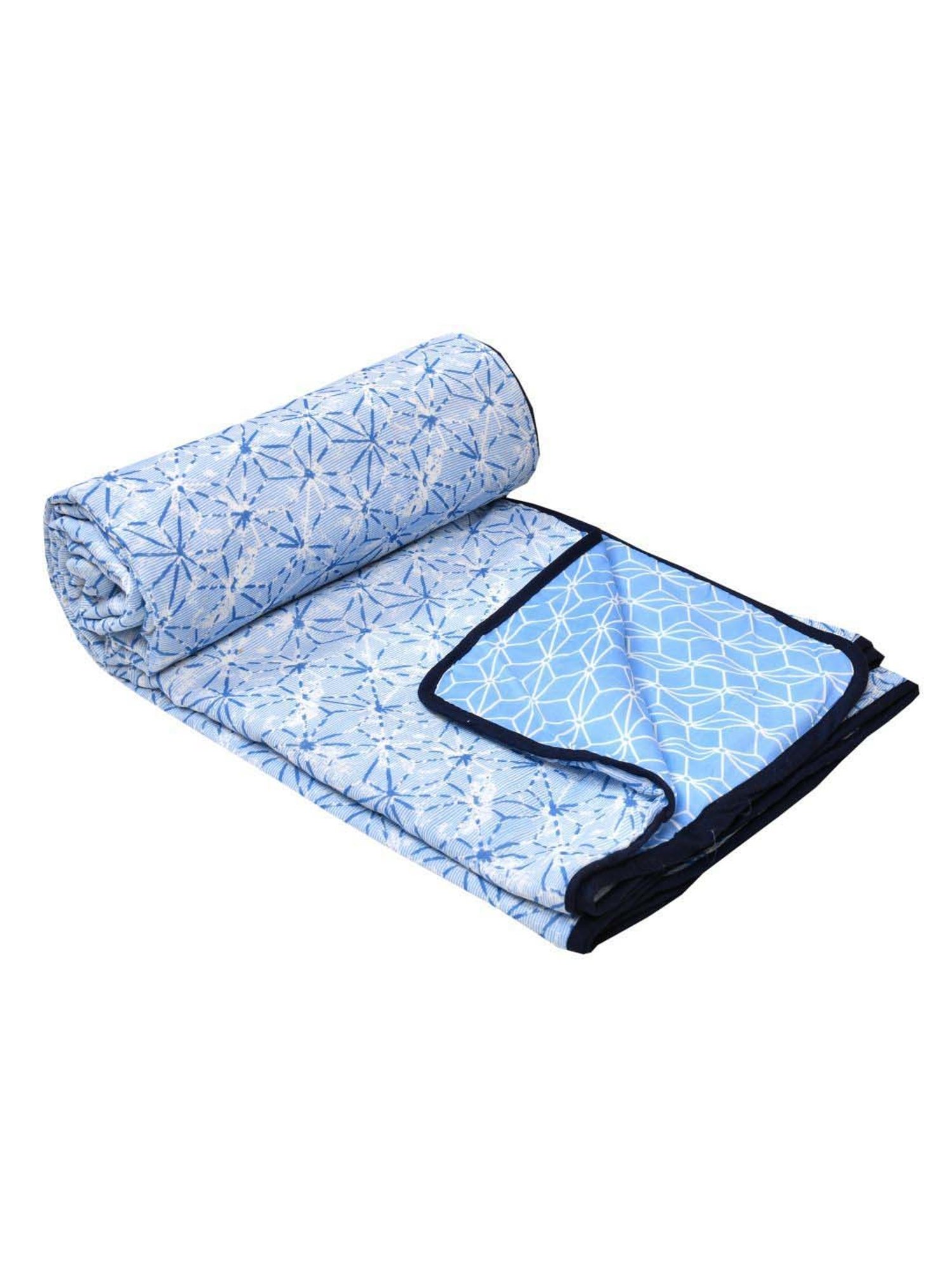 Haus & Kinder Cambric Floral Green & Yellow Cotton Single Reversible Dohar