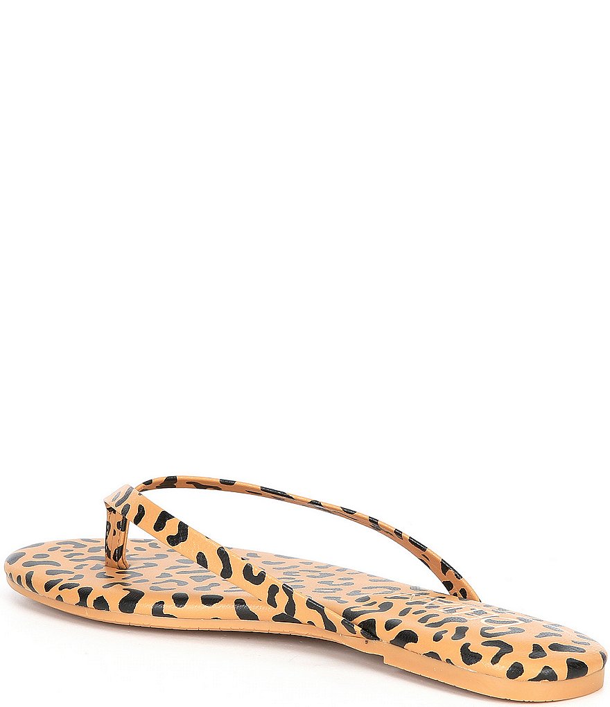 Deltan Hula Leopard Print Leather Thong Sandals