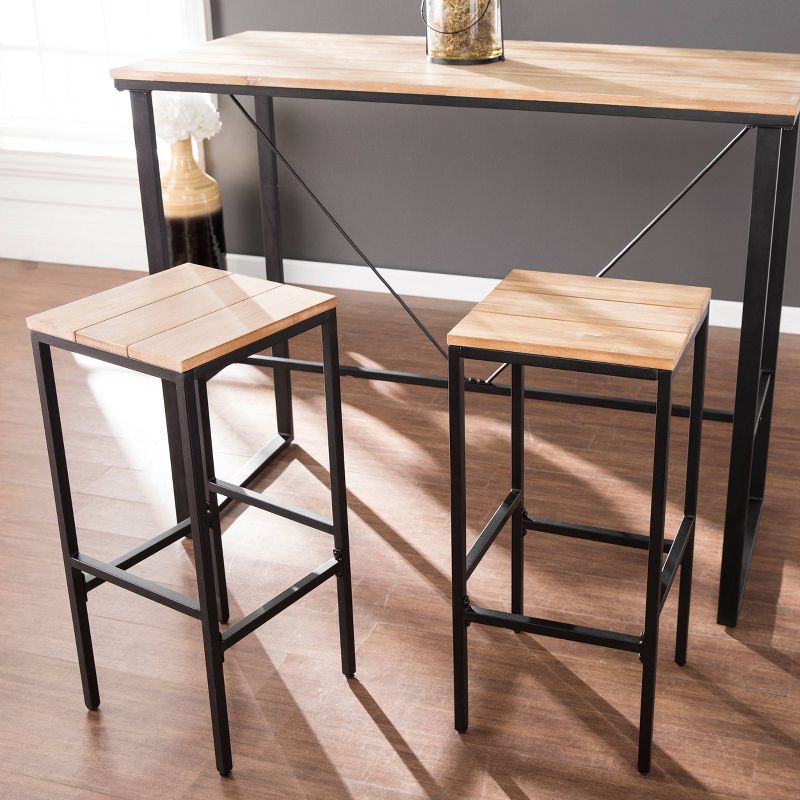 Rockshire 2pk Outdoor Bar Stools Natural/Black - Aiden Lane