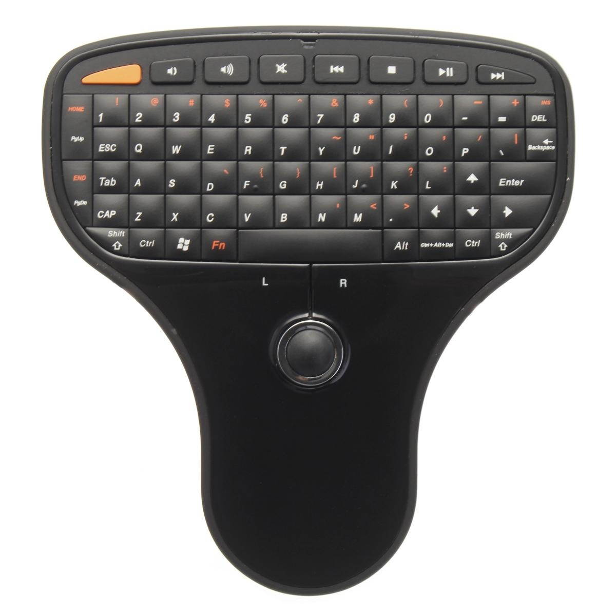 2.4GHz Mini Wireless Keyboard Track Ball Controls for PC Smart TV Android Box Black -