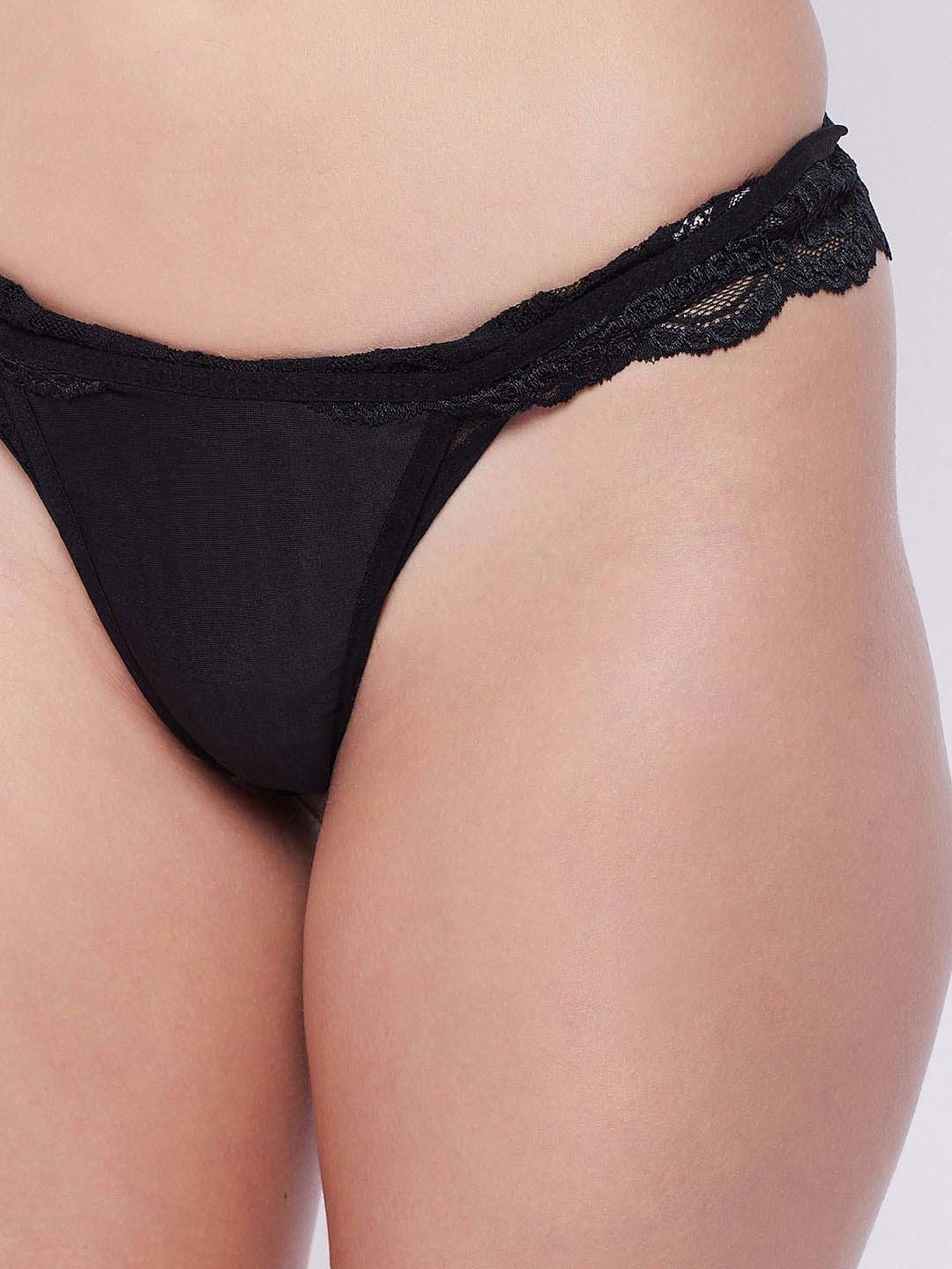 Secrets By ZeroKaata Black & Blue Lace Work Thong Panty - Pack Of 3