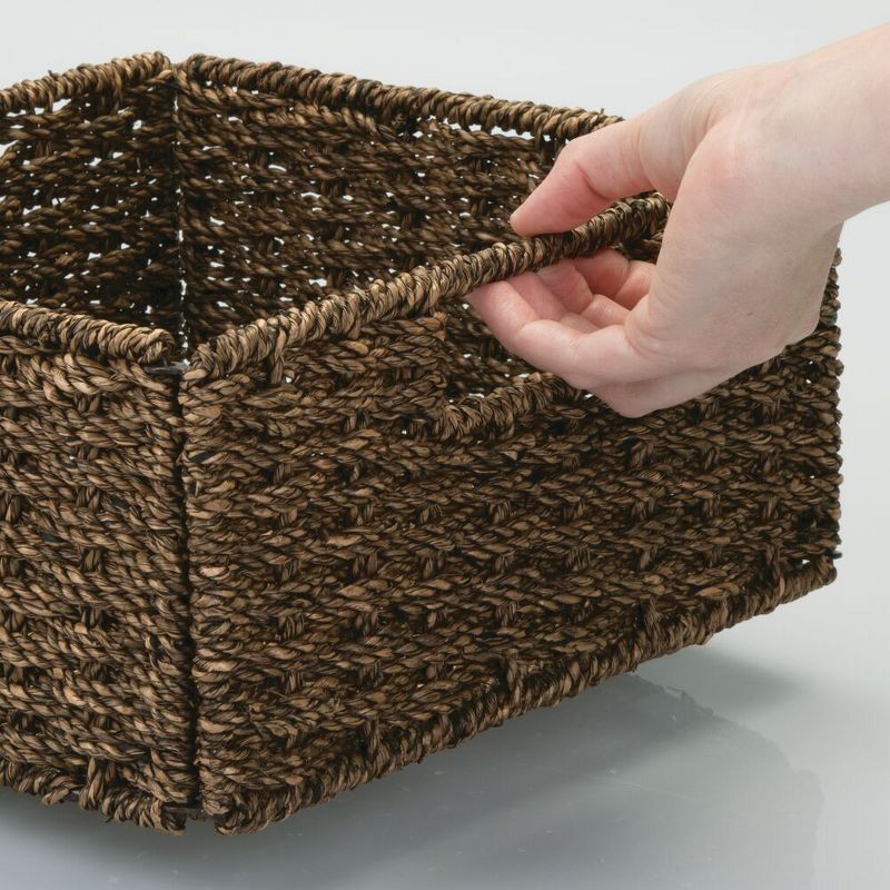 mDesign S Woven Seagrass Home Storage Basket for Cube Furniture, 4 Pack - Brown