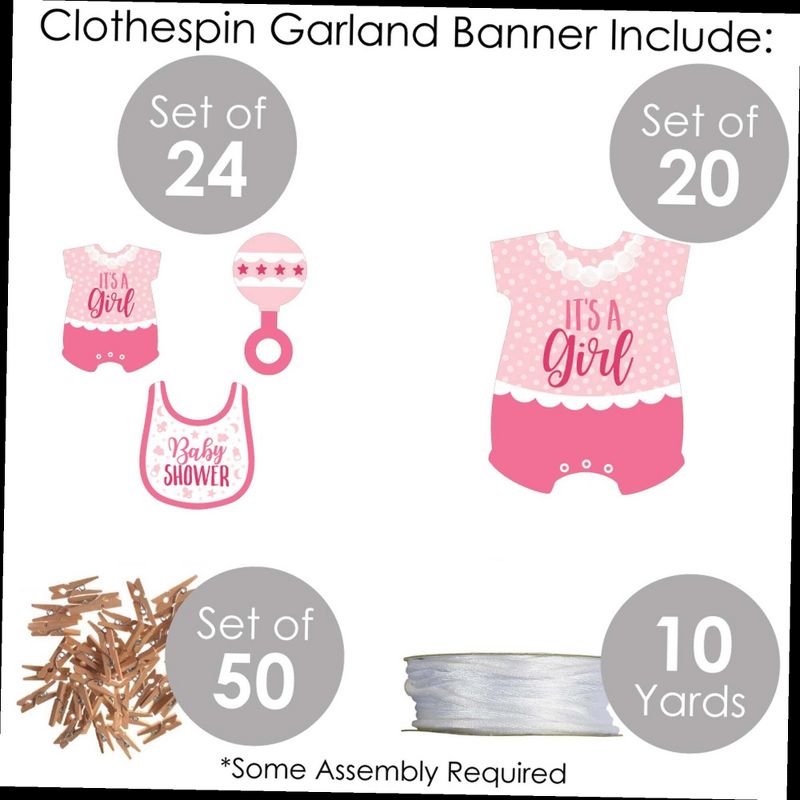 Big Dot of Happiness Hello Little One - Pink and Gold - Table Decorations - Girl Baby Shower Fold and Flare Centerpieces - 10 Count