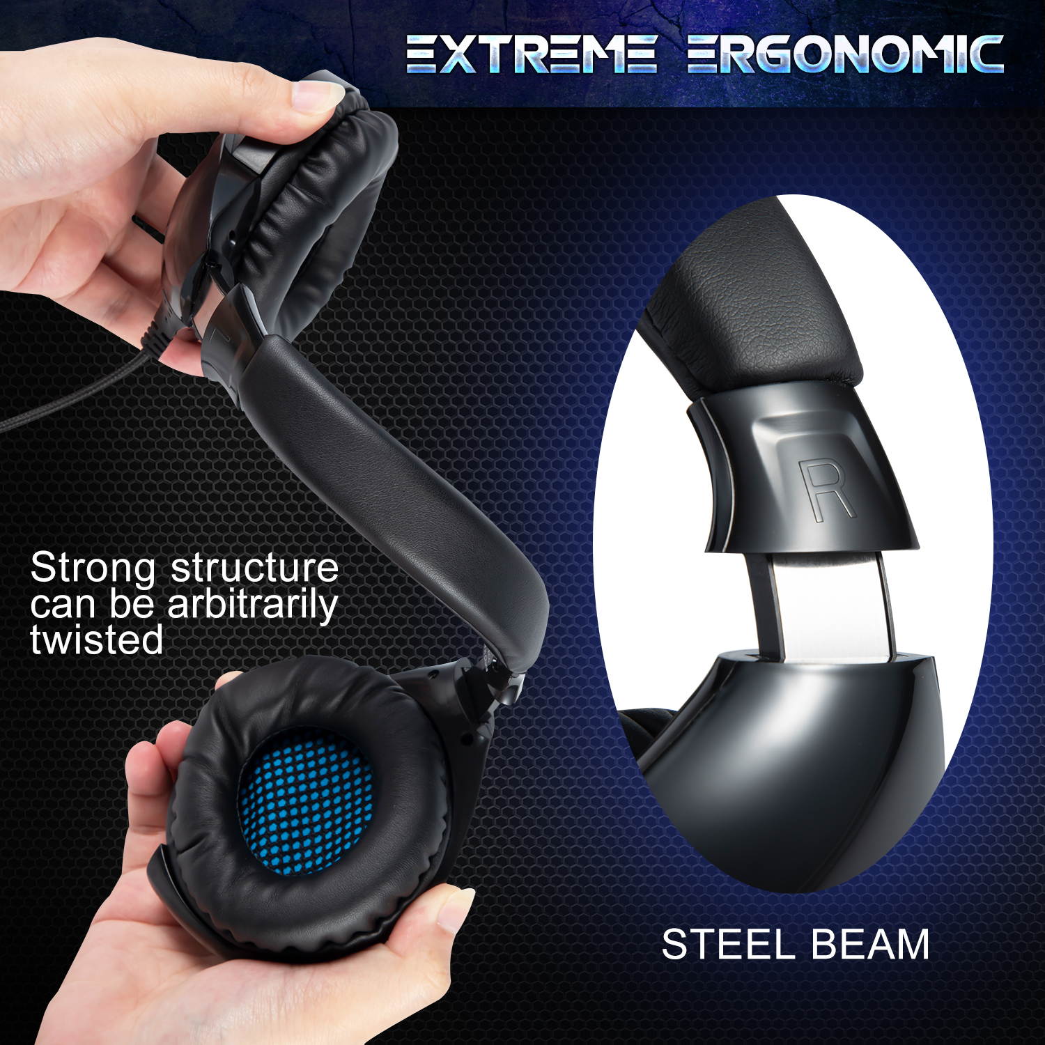 ONIKUMA K7 Gaming Headset Over-ear Dynamic Stereo Bass Sound Headset with Adjustable Headband Microphone for PS4 Xbox One PC