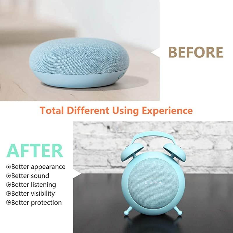 Home Mini Stand Holder, Retro Alarm Clock Stand Mount Base Protective Case Compatible with Home Mini and Nest Mini (White)