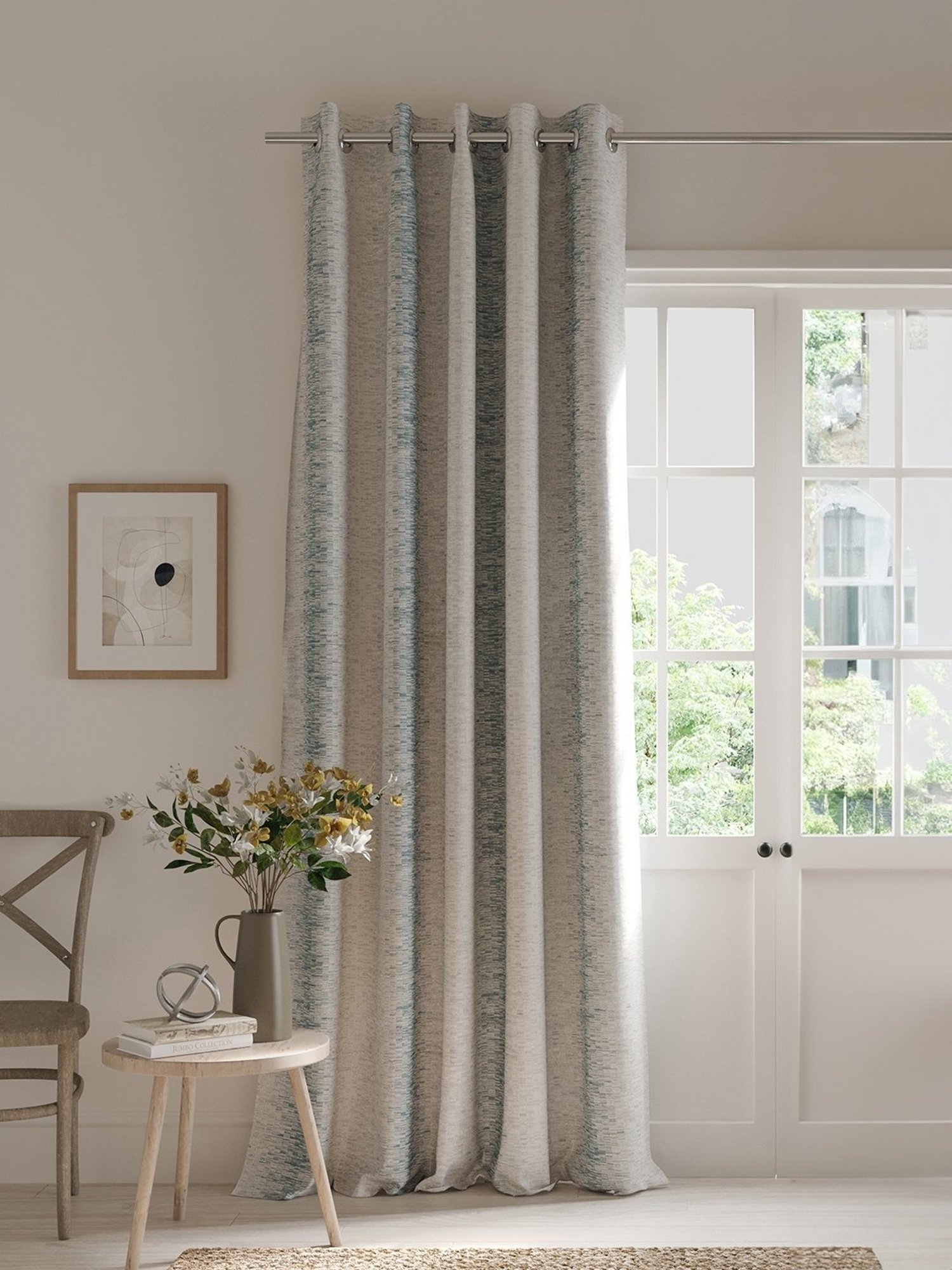 DDecor Abstract Grey Polyester 7 ft Door Curtain