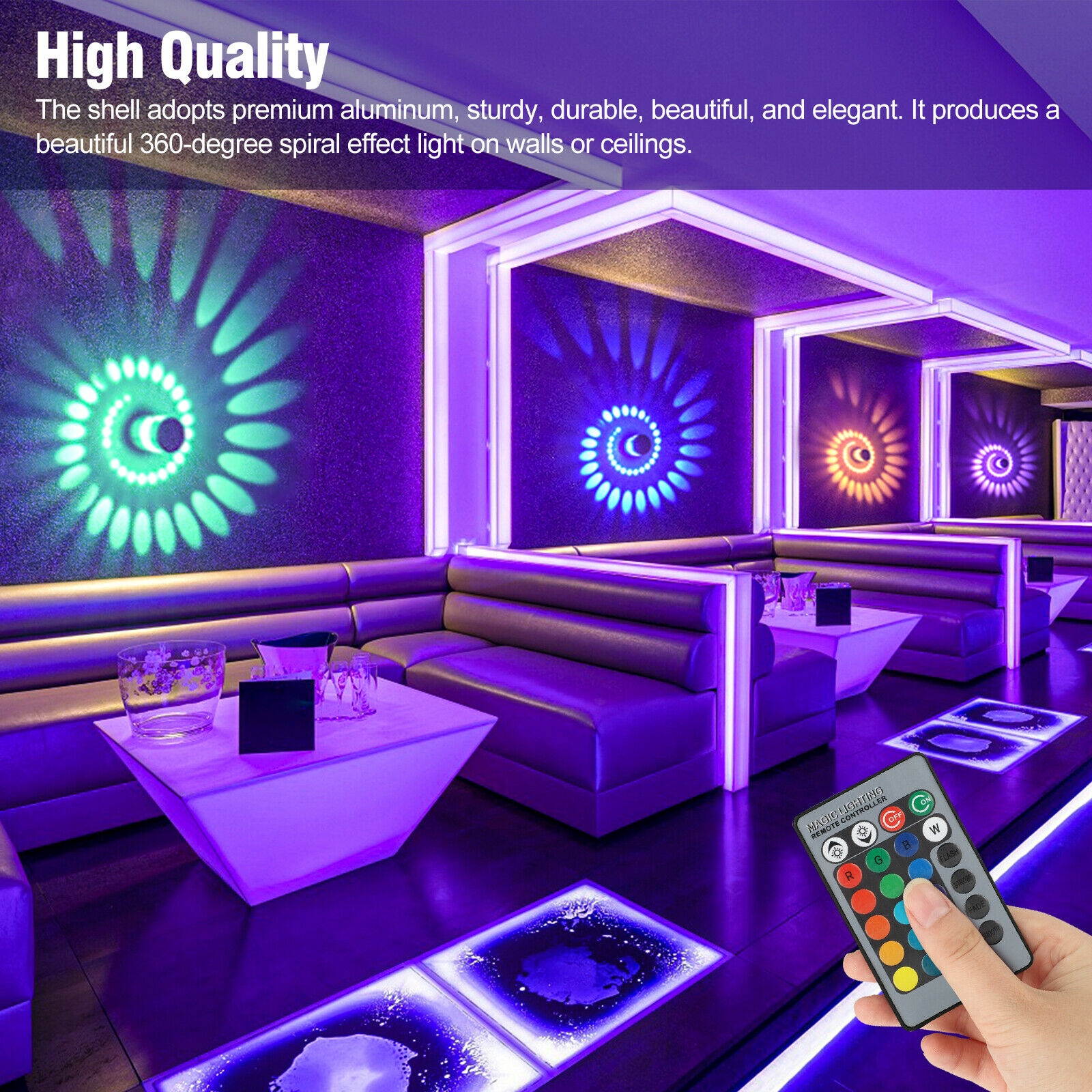 RGB 3W LED Spiral Wall Fixture Ceiling Light Walkway Sconce Bedroom Porch Lamp