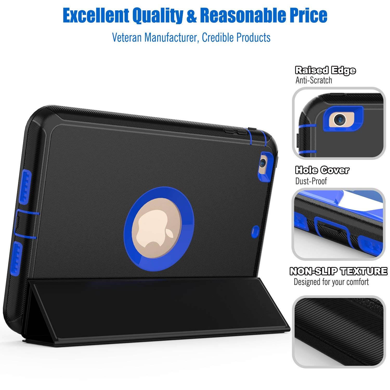 Werleo iPad Mini 1 2 3 Case Three Layer Shock Proof Protective Case for Kids Adults Smart Cover Auto Sleep Wake & PU Leather Folio Stand Function iPad Mini 1st 2nd 3rd Generation