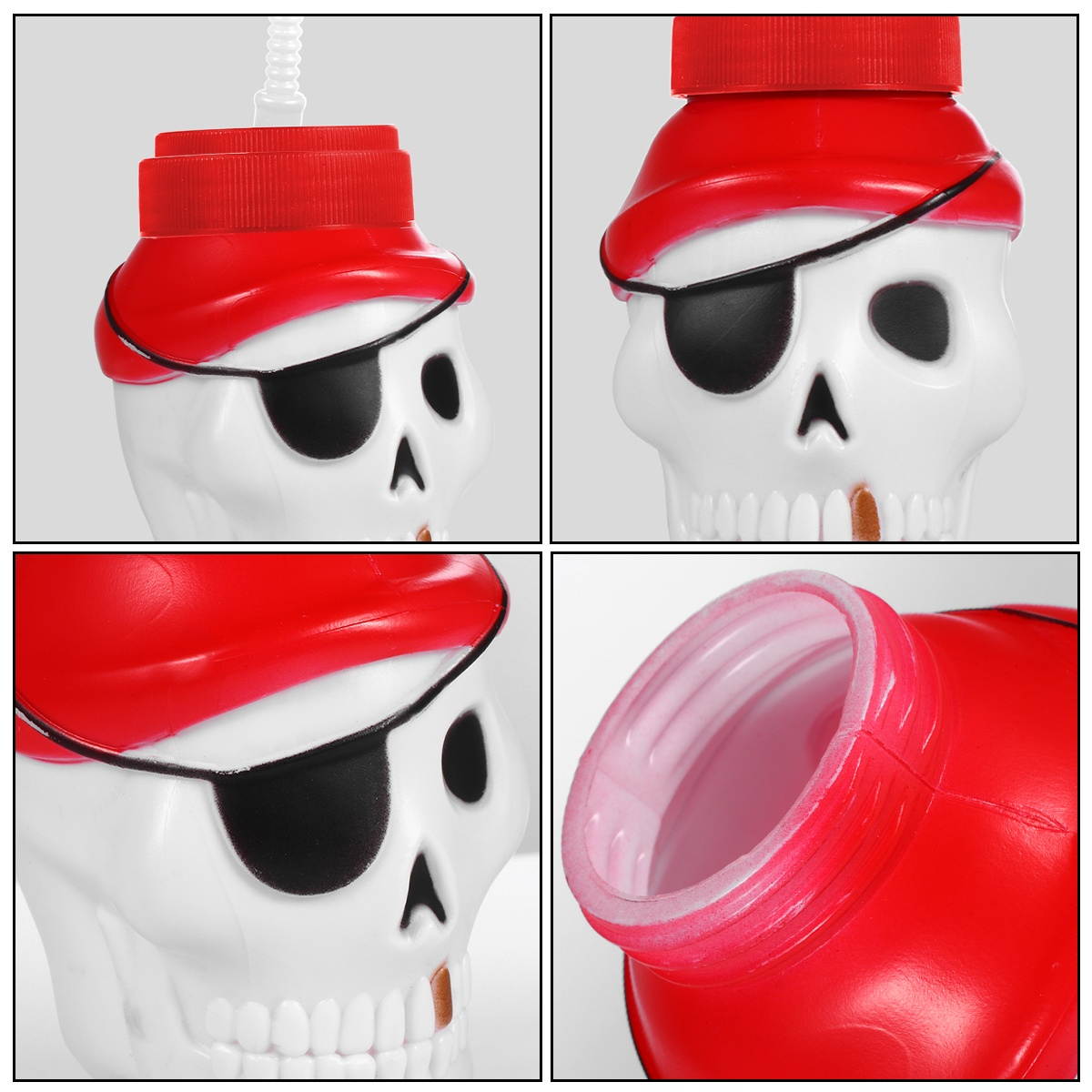 1 Pc Halloween Plastic Straw Cup Creative Skull Design Water Cup