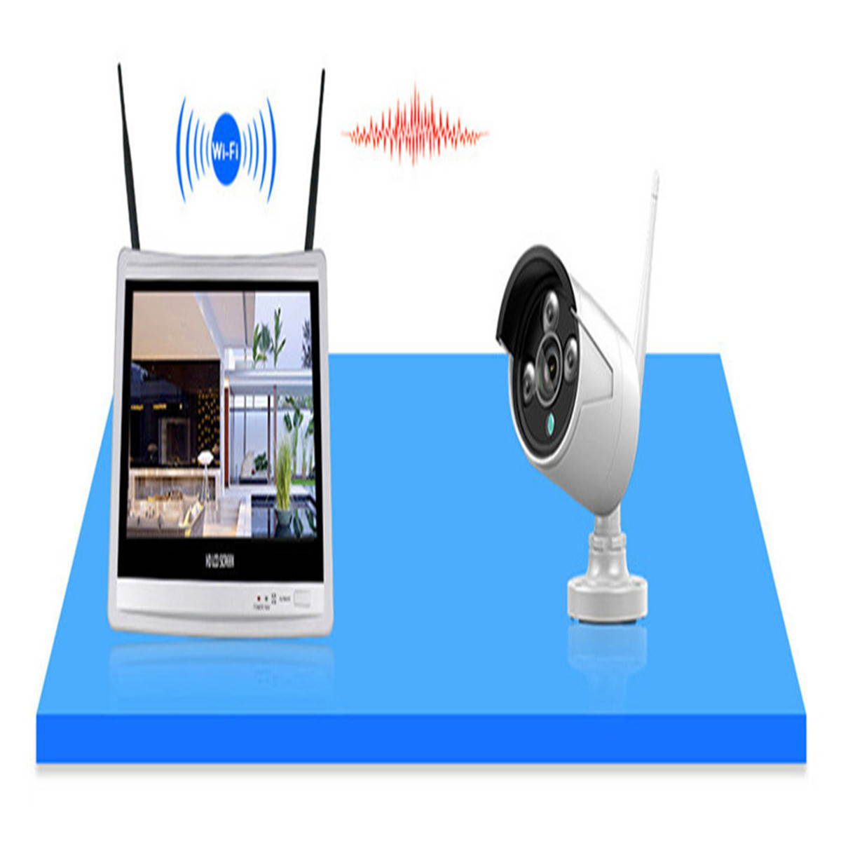 SUNSEE DIGITAL 12'' Displayer 4pcs 1080P Wireless CCTV IP Camera System 4CH NVR wifi video surveillance home Security System Kit