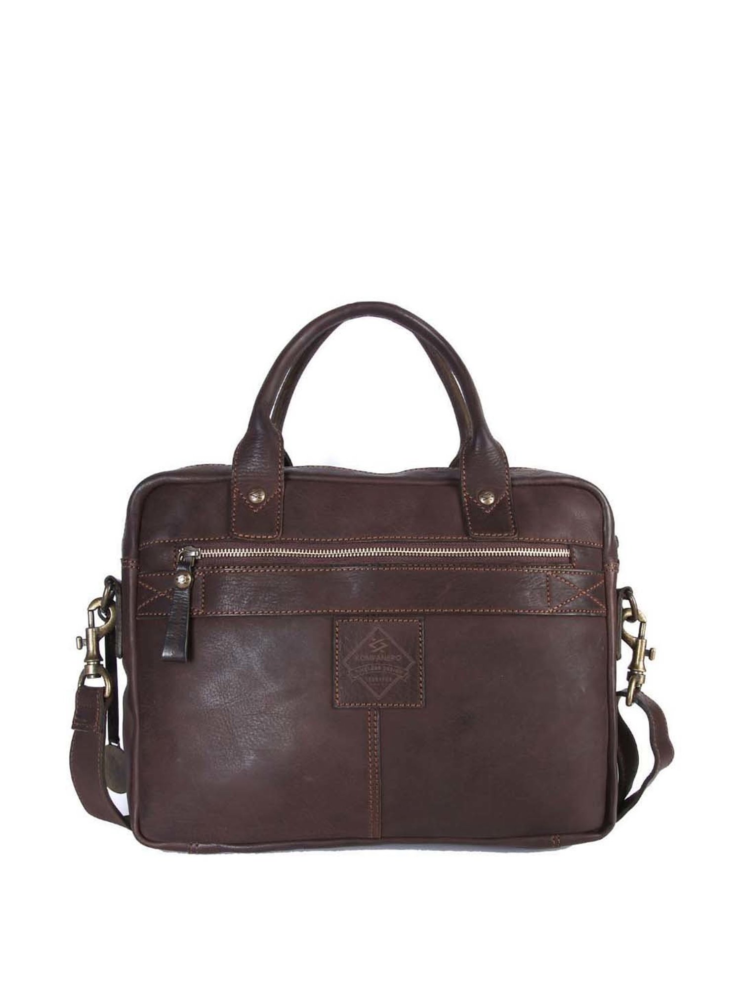 KOMPANERO Brown Leather Medium Messenger Bag
