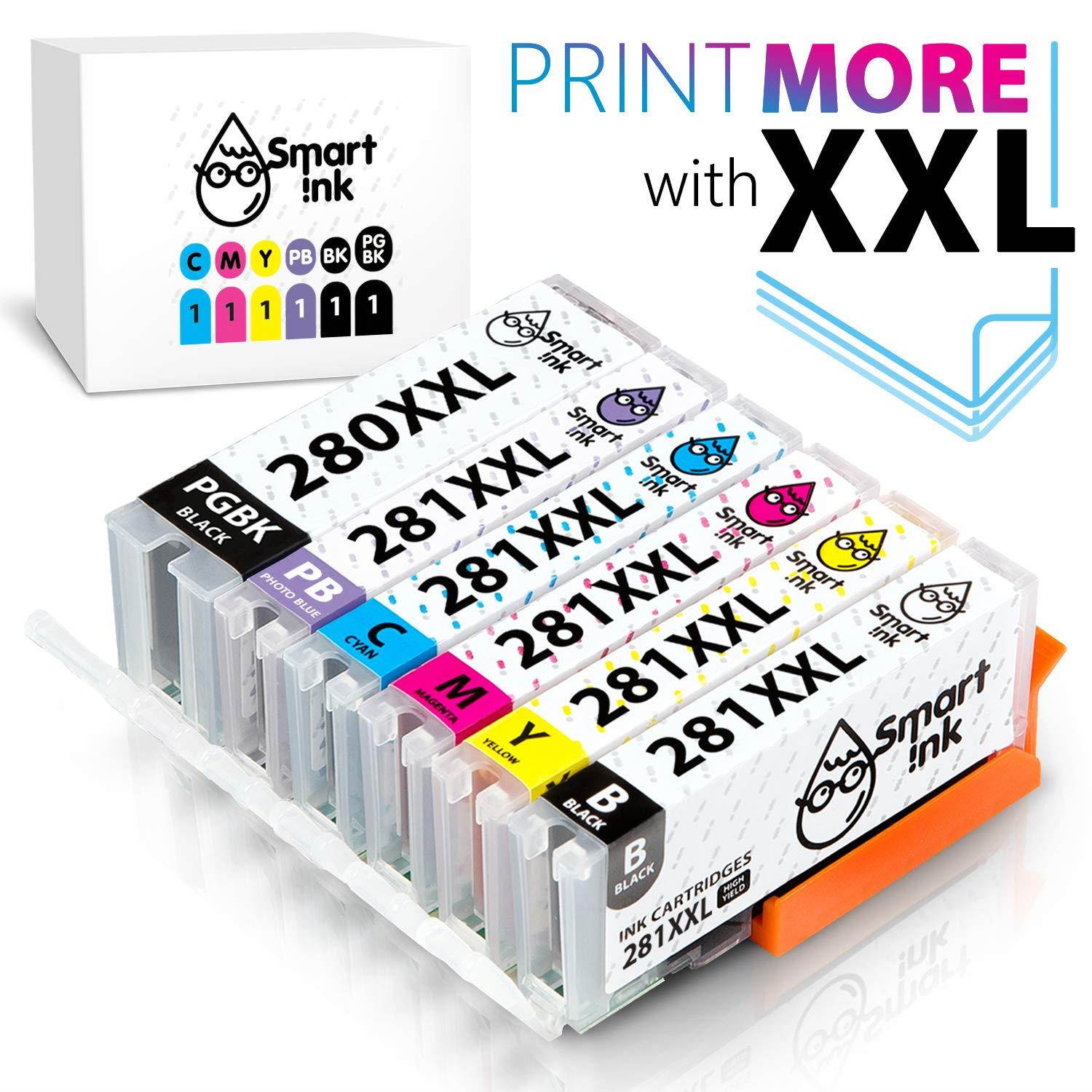 Smart Ink Compatible Ink Cartridge Replacement for Canon PGI-280XXL CLI-281XXL PGI 280 CLI 281 (PGBK & BK/C/M/Y/PB 6 Pack Combo) for Pixma TS8120 TS9120 TS8220