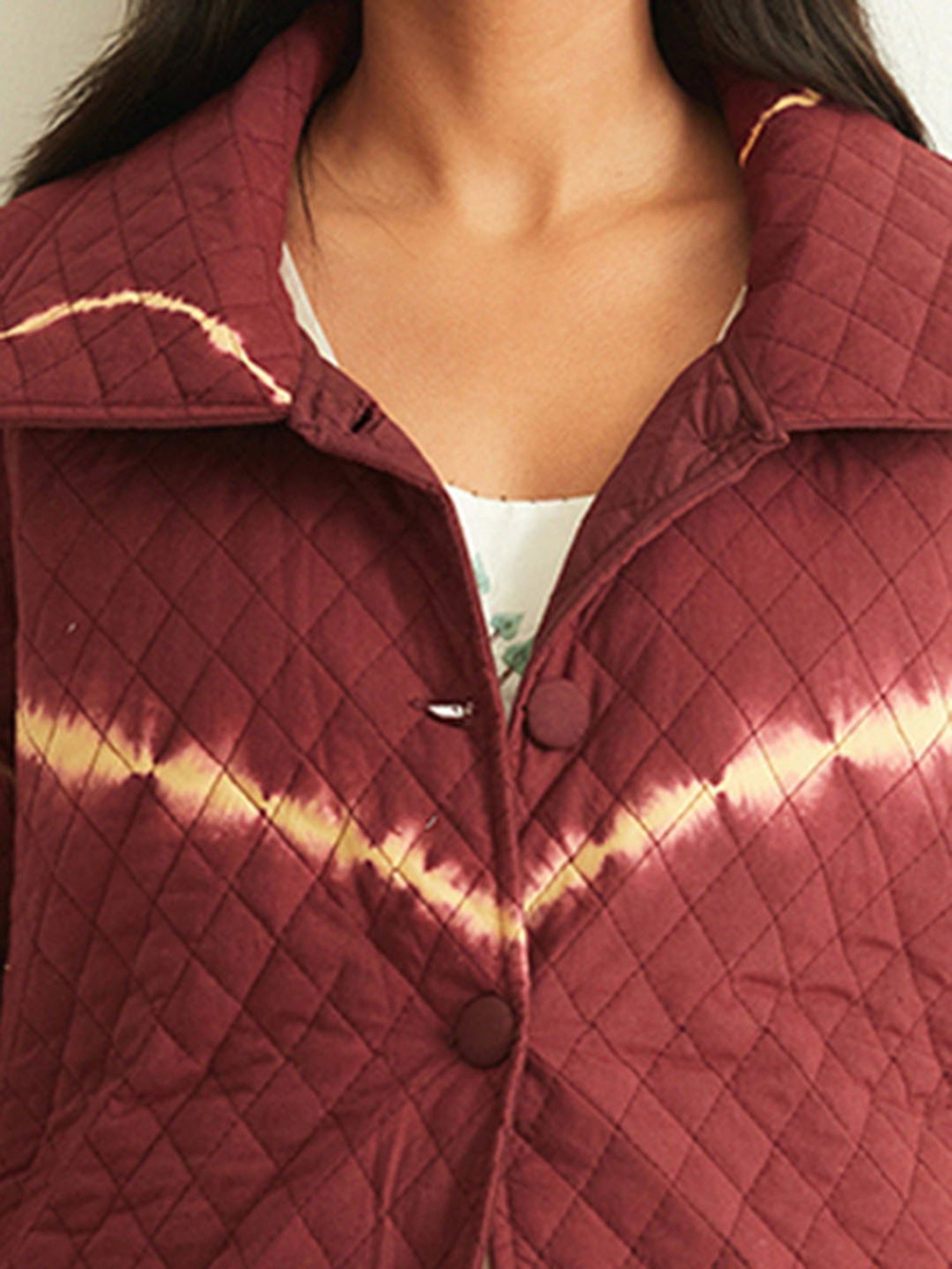 ANCESTRY Maroon Quilted Jacket