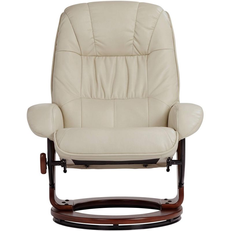 BenchMaster Kyle Taupe Faux Leather Ottoman and Swiveling Recliner