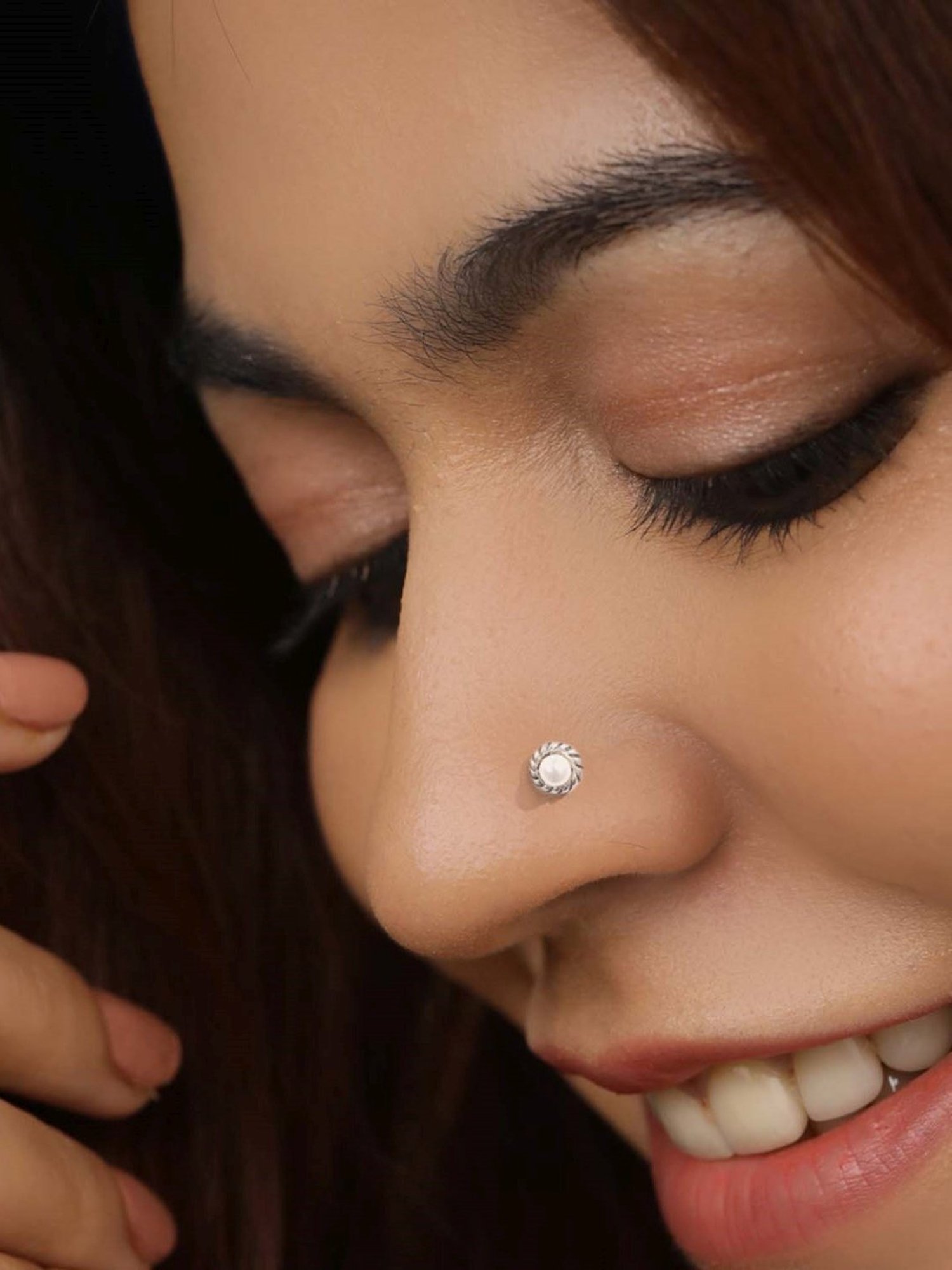 Zavya 92.5 Sterling Silver The Black & White Duo Nose Pin for Women - Set of 2