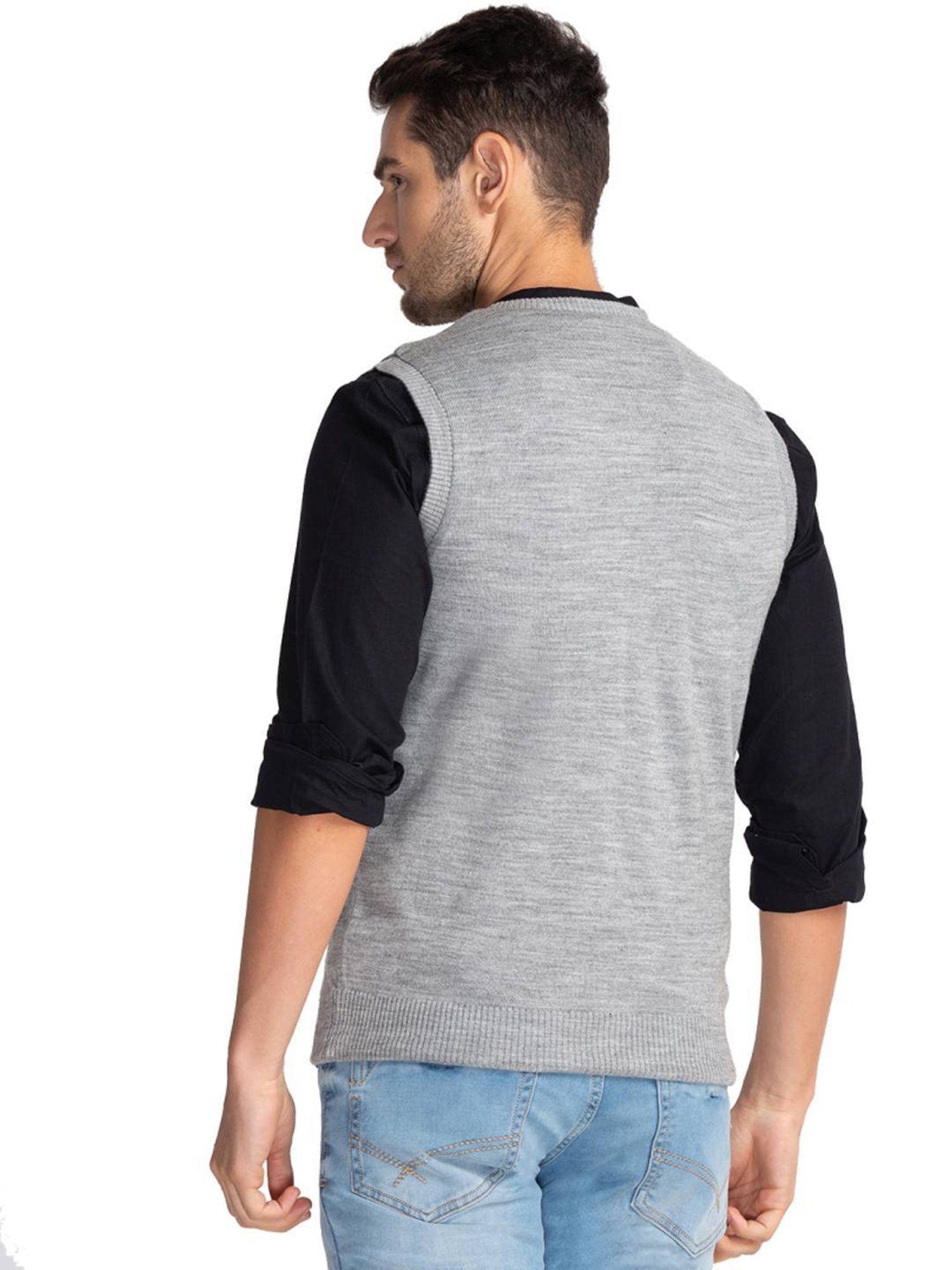 Parx Grey Regular Fit Sweaters