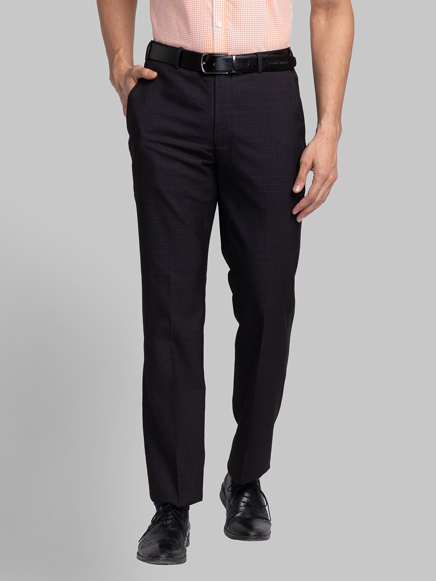 Park Avenue Purple Regular Fit Checks Trousers