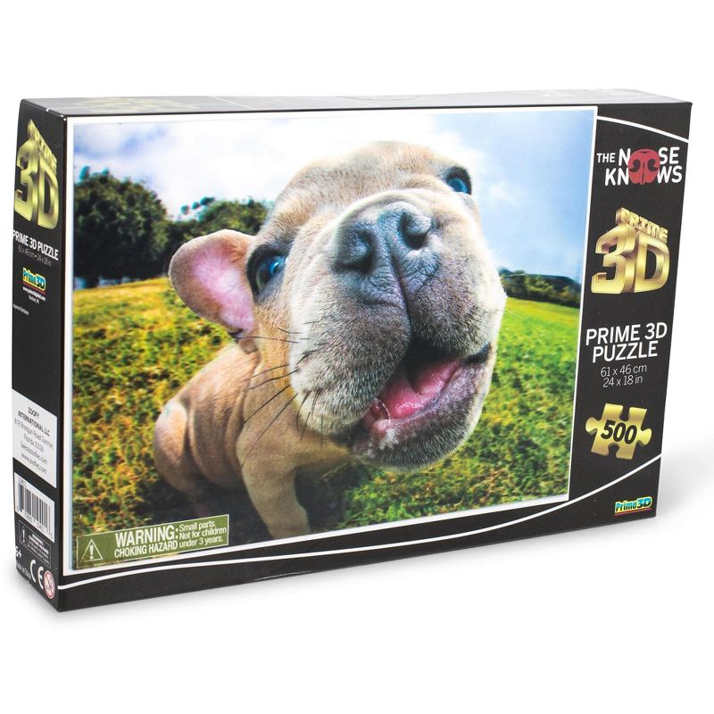 The Zoofy Group LLC Pugsley The Nose Knows Super 3D 500 Piece Jigsaw Puzzle For Adults And Kids