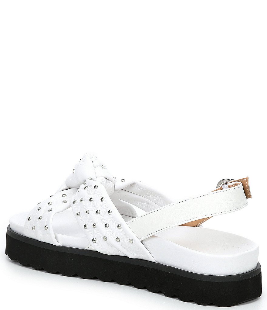 Schutz Brienne Studded Leather Knot Detail Platform Sandals