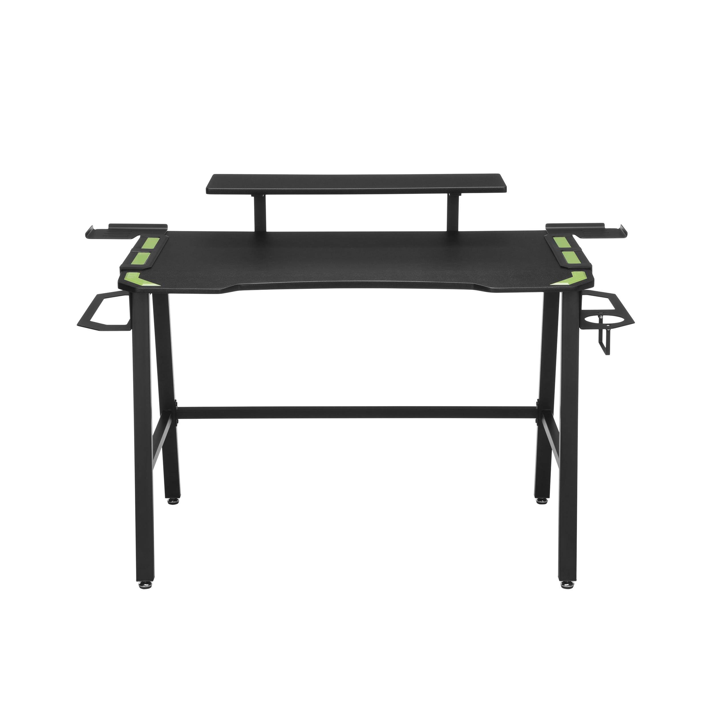 Gaming Desk 47.2" W x 23.6" D Office Computer Table, Black Gamer Workstation with 2 Cable Management Holes
