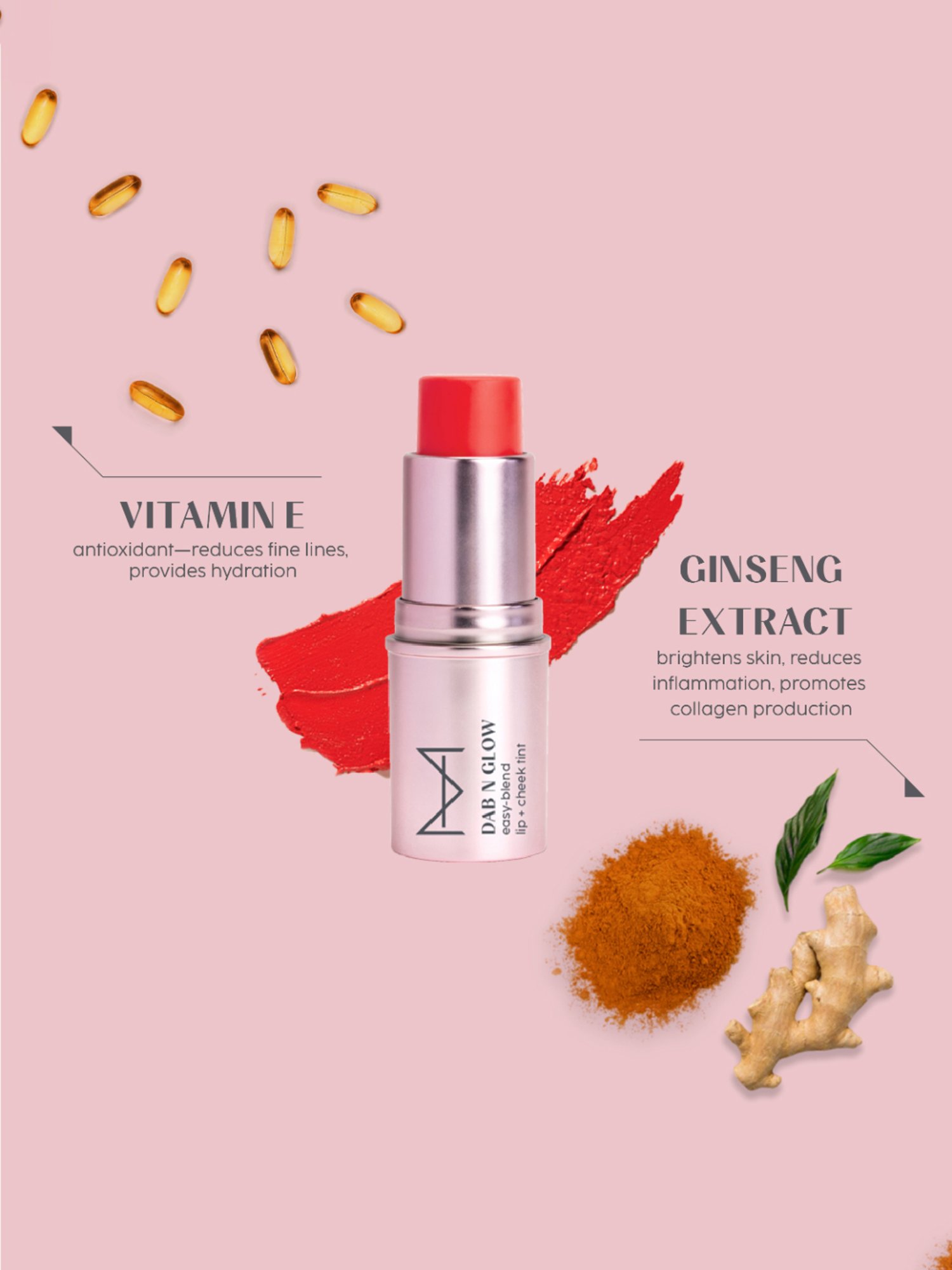 House of Makeup Dab N Glow Easy-Blend Lip + Cheek Tint Fiery Red - 8 gm