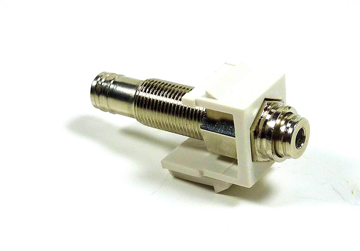 Philmore Snap-In 1/8" 3.5mm TRRS 4-Pole Conductor White Keystone Female Jack In-line Modular Coupler For Wall Plate; 45-778