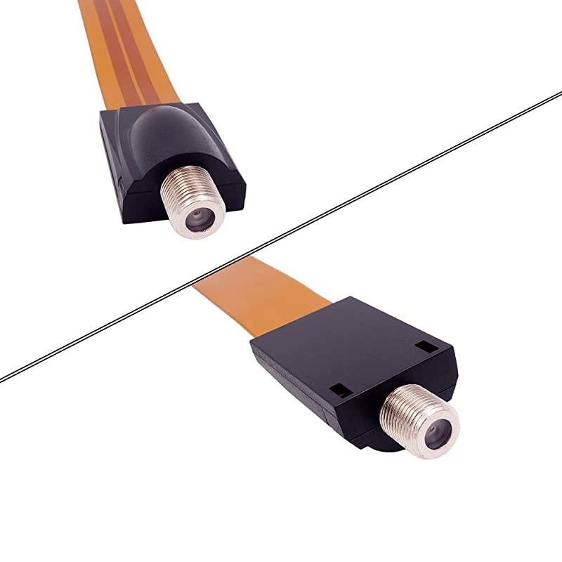 Ultra-thin) Flat Coaxial Cable Wire F Female to F Female Plug Jack Connector Adapter Coax Cable for Digital Audio Video TV Satellite RF Door Windows Outdoor Cable Wire Antenna Lead-in Indoor