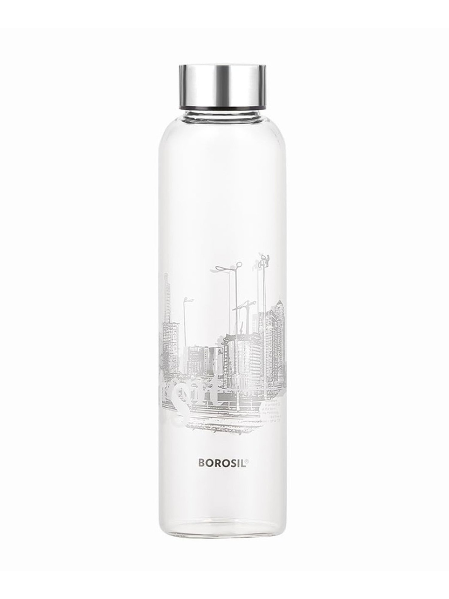 Borosil Water Bottle with Fridge Safe & Leakproof (Transparent, 550 ml)