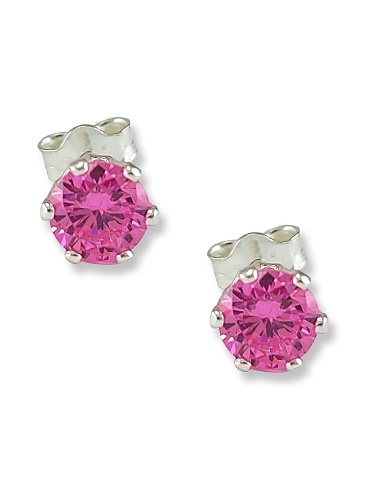 Taraash 92.5 Sterling Silver Pink Solitaire CZ Stud Earrings for Women