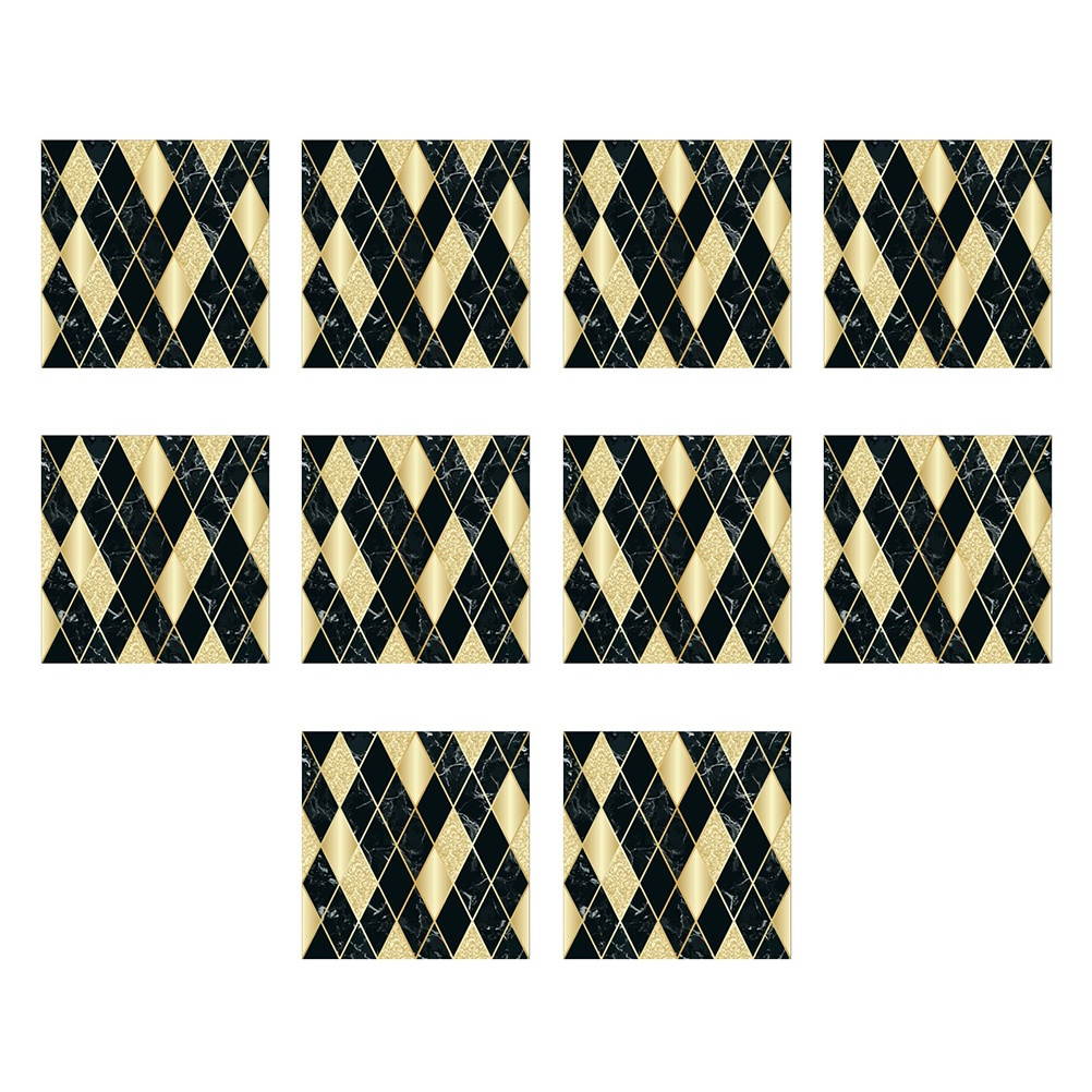 10pcs Tiles Stickers PVC Self Adhesive Metal Line Design Waterproof Tiles Decal