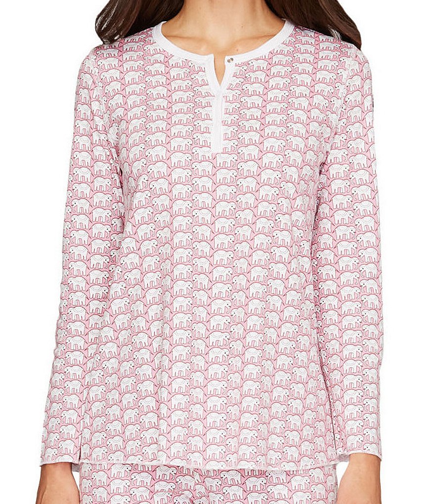 Roller Rabbit Knit Family Matching Elephant Print Henley Coordinating Pajama Set