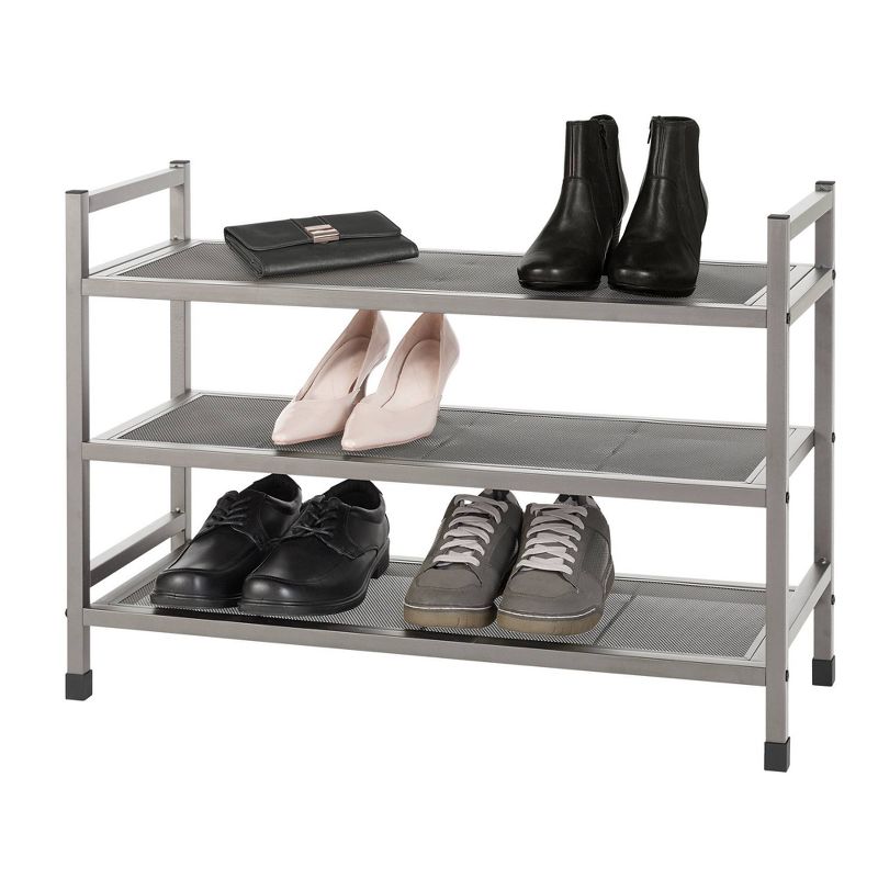 Neatfreak 3 Tier Heavy Duty Stackable Shoe Rack - Brushed Nickel