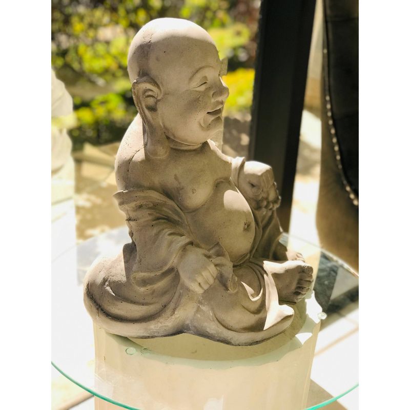 15.7" Concrete Lightweight Kante Indoor/Outdoor Sitting Happy Buddha Zen Statue Gray - Rosemead Home & Garden, Inc.