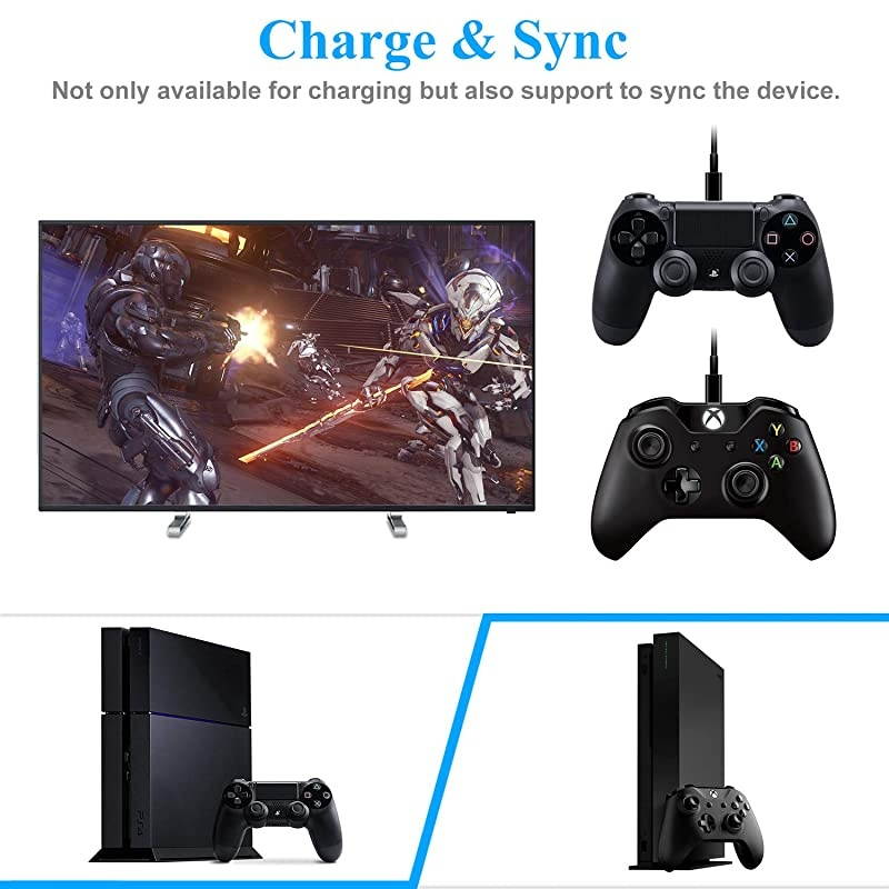 Pack 26FT Power Extension Cable for WyzeCam/PS4/Xbox One Controllers/YI Camera/Nest Cam Indoor/Oculus Go/Netvue and Security Camera, Durable Charging and Data Sync Cord&hellip;