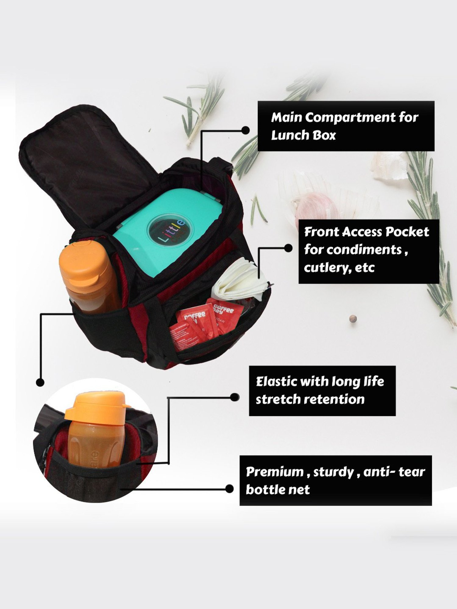 F Gear Yolo Red & Black Medium Lunch Bag