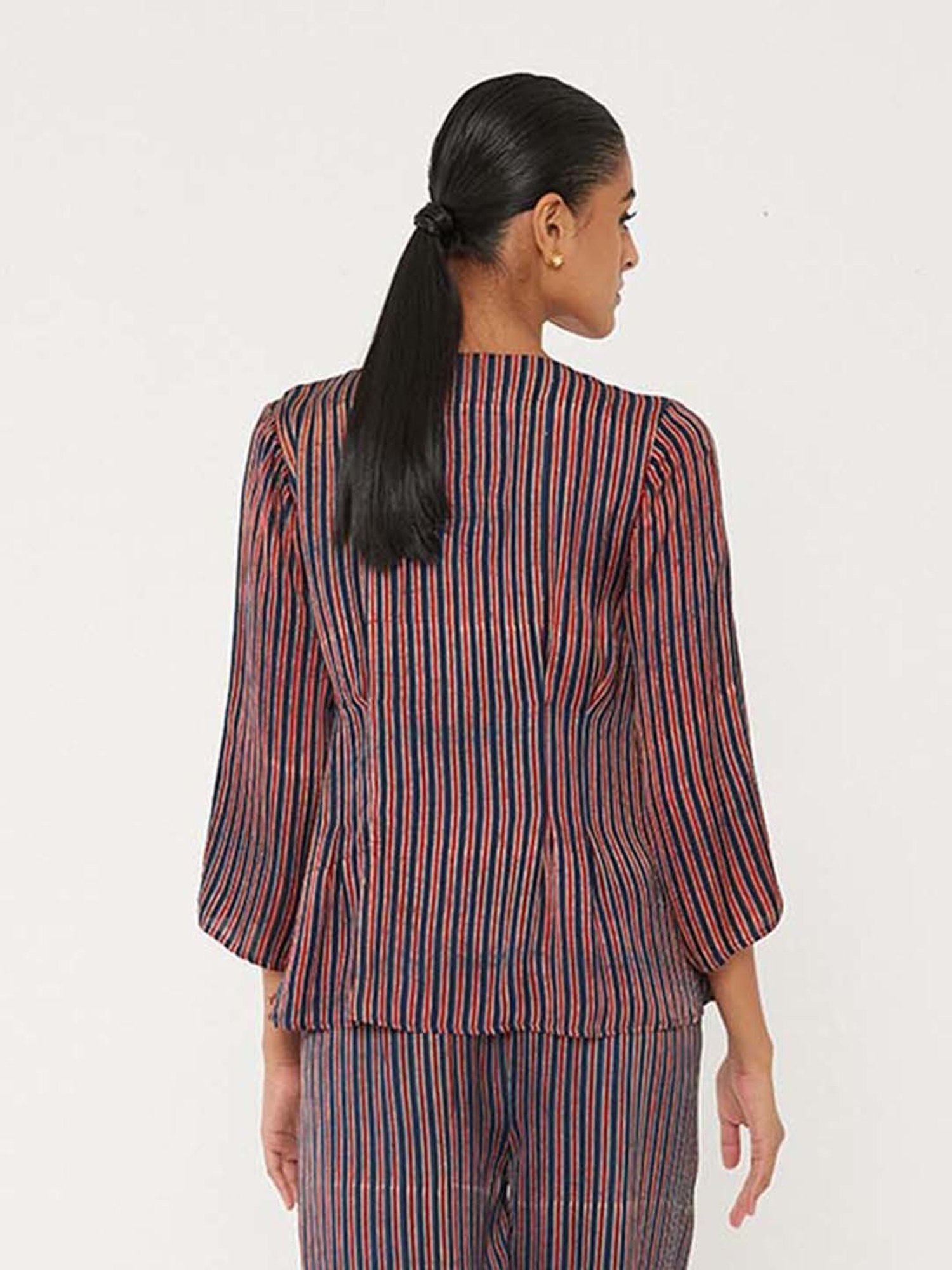 ANCESTRY Wine Striped Top