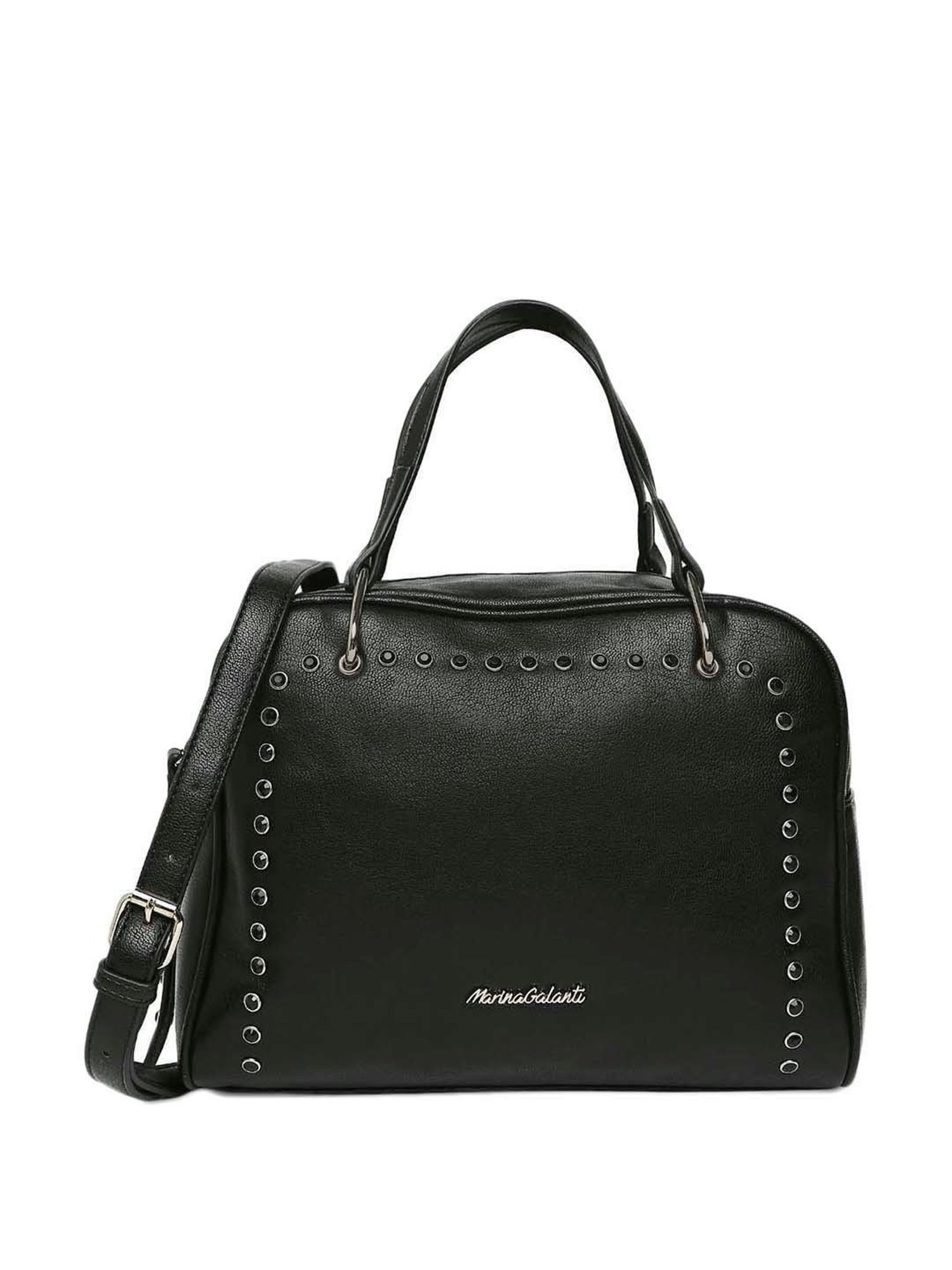 Marina Galanti Black Embellished Medium Bowler Bag